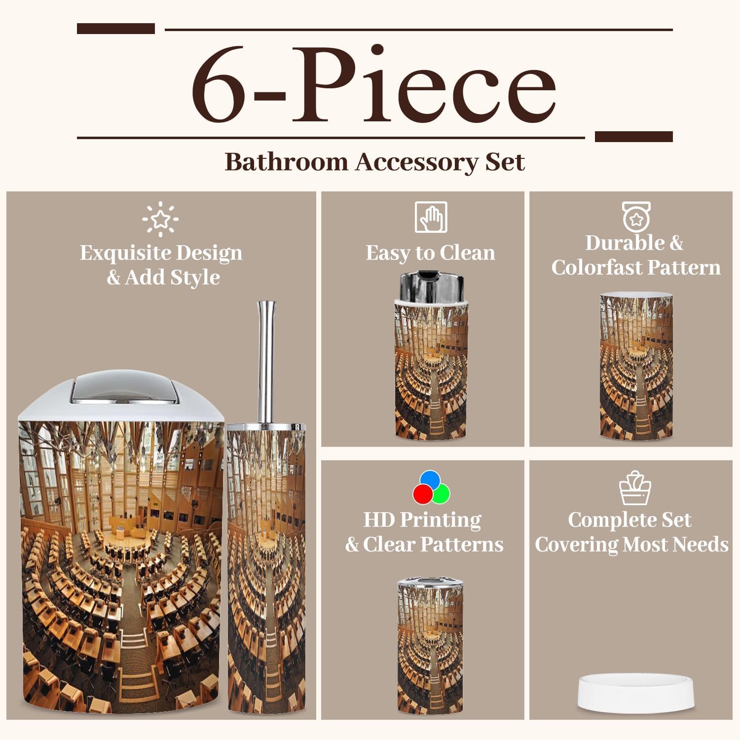 6 Piece Boho Style Bathroom Accessories Set 1
