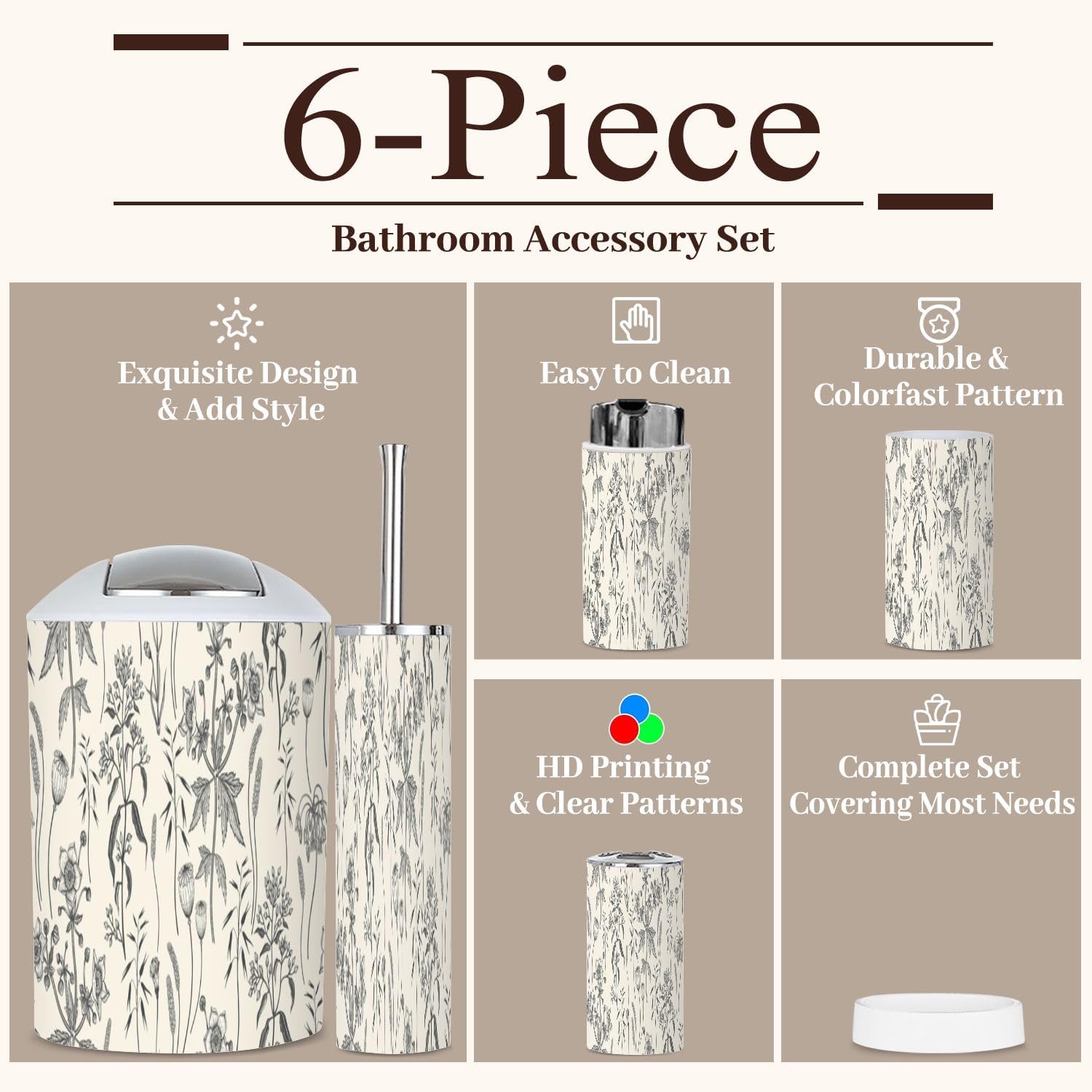 6 Piece Navy Blue Bathroom Accessories Set 1