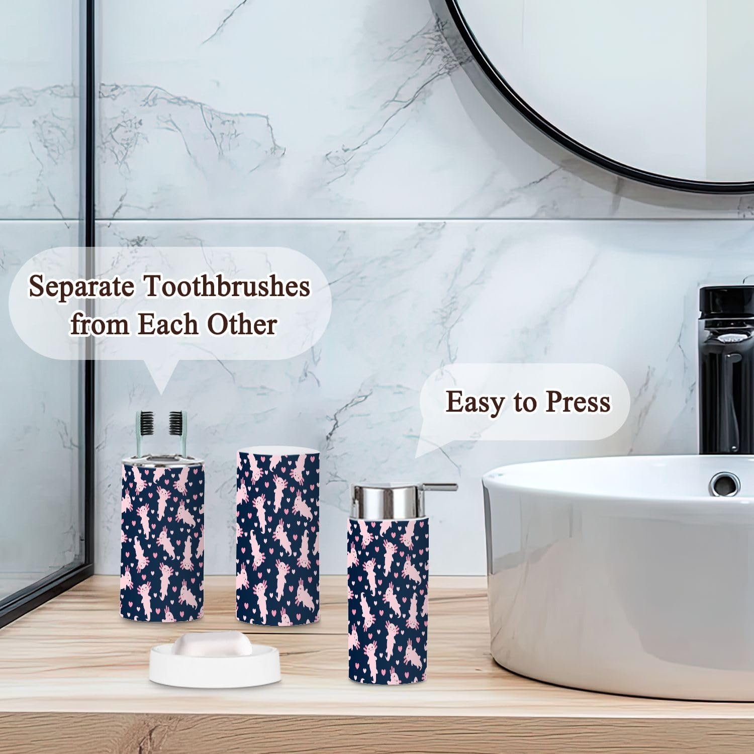 6 Piece Axolotl Bathroom Accessories Set 1