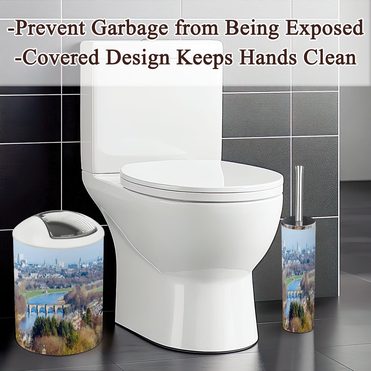 6 Piece Bathroom Accessories Set with Aberdeen Scotland Landscape