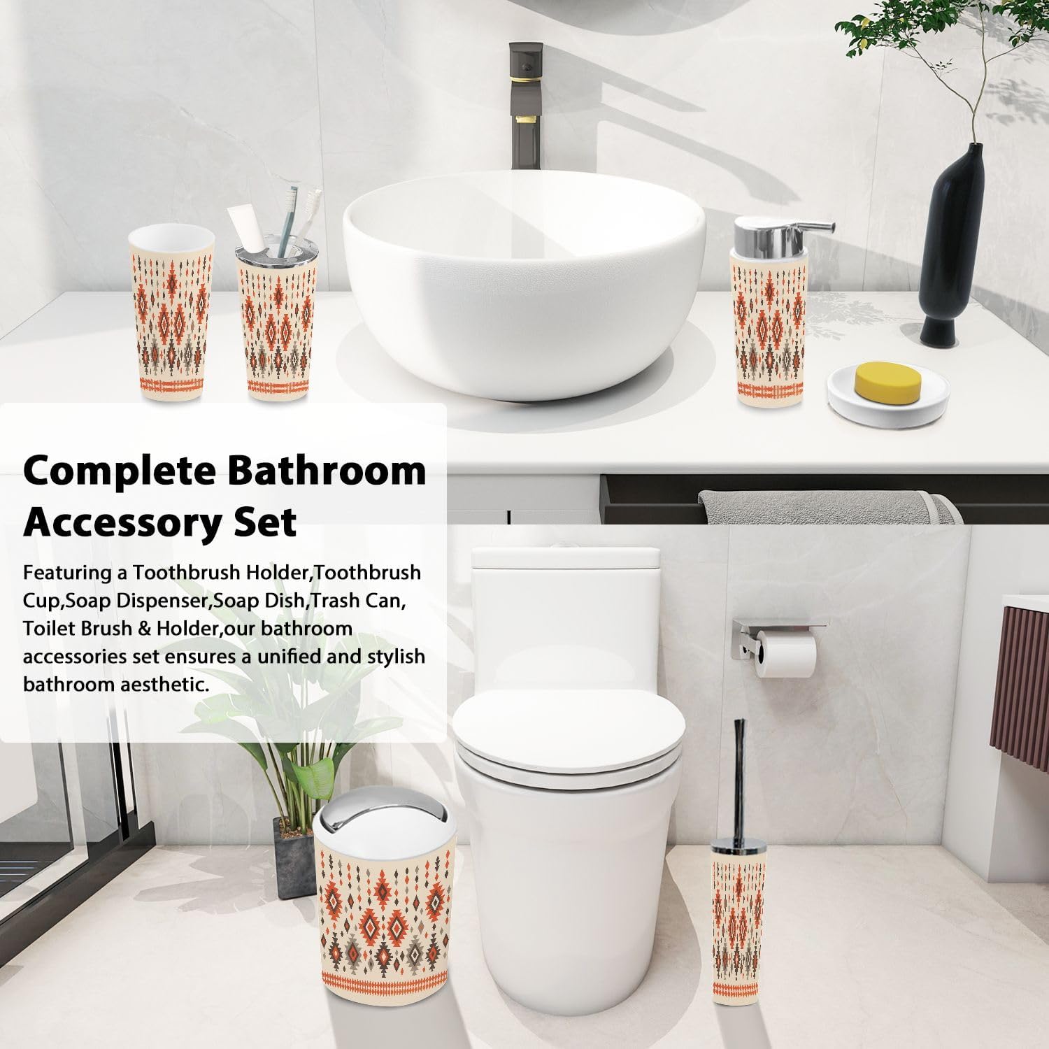 TRANQDEHOM 6-Piece Bathroom Accessory Set
