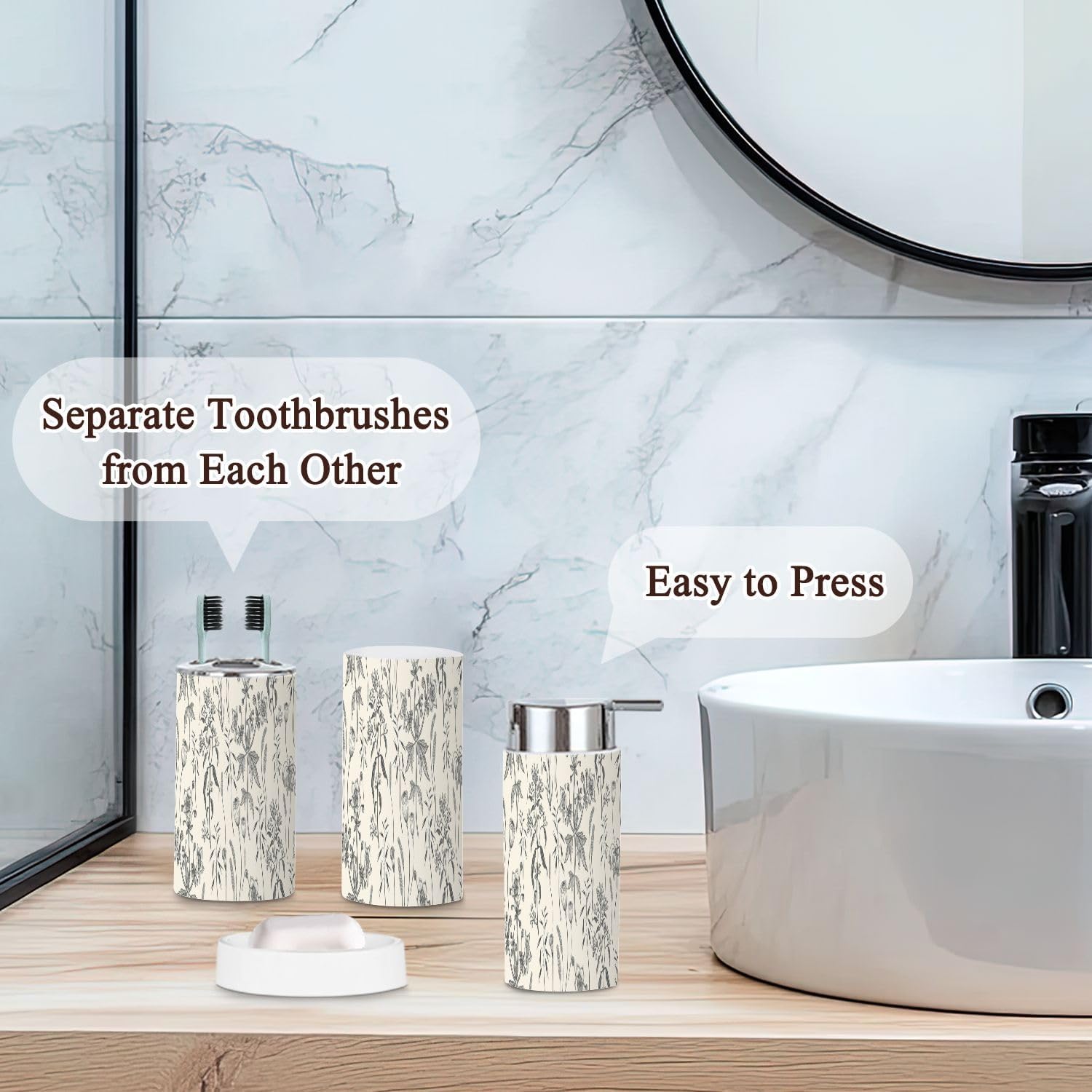 6 Piece Navy Blue Bathroom Accessories Set 1
