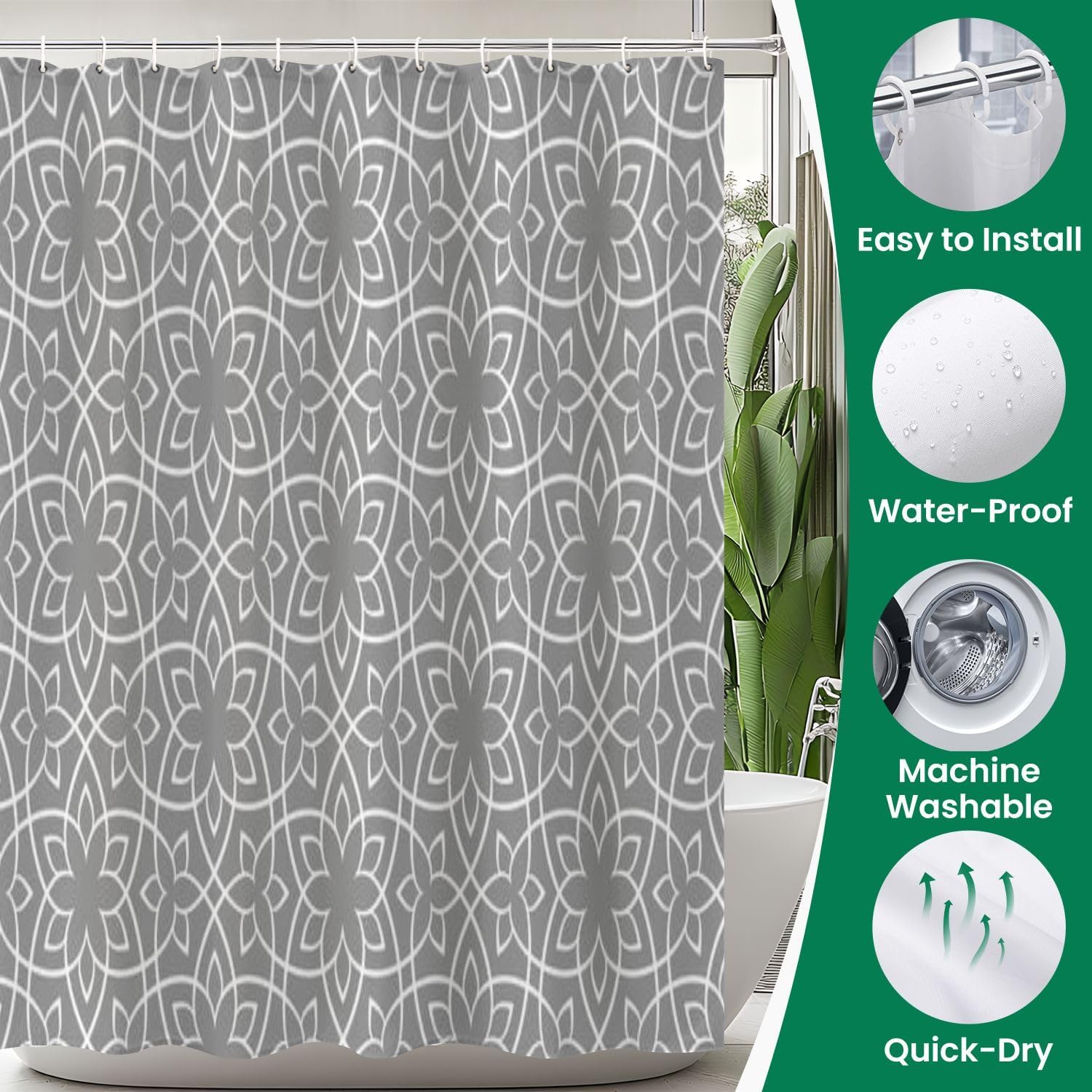 4 Piece JCOOKLOFTS Shower Set with Rugs Mats and Covers