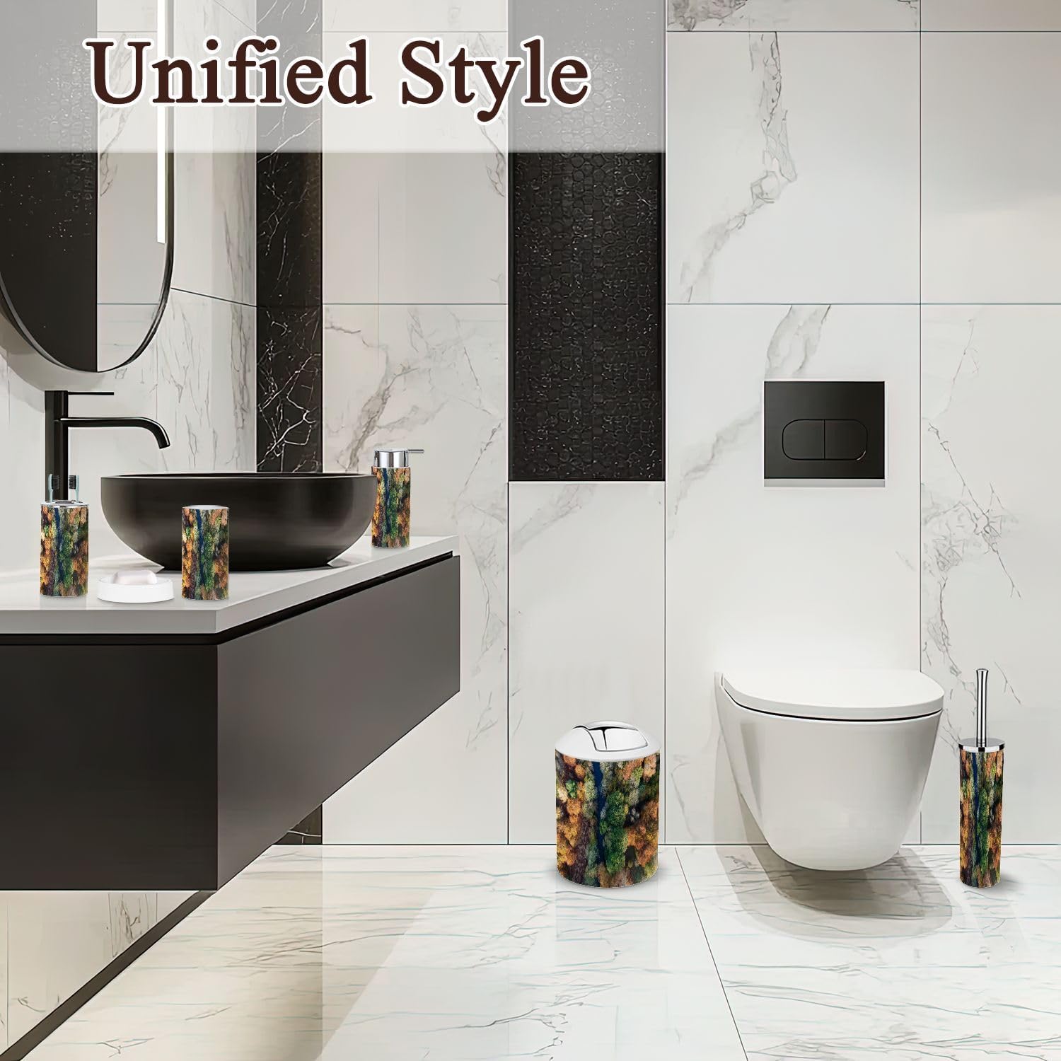 6 Piece Autumn Woodland Bathroom Accessories Set