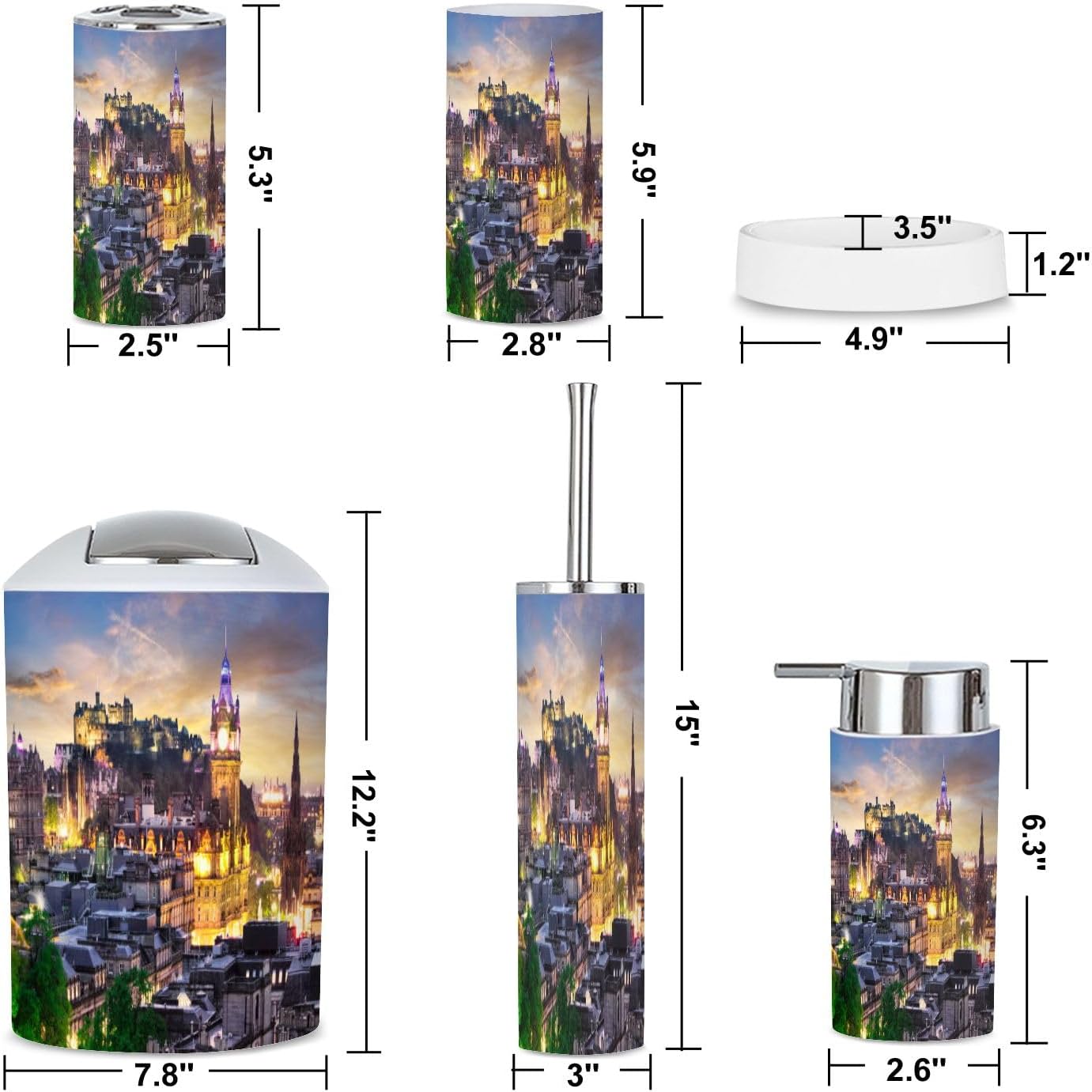 Edinburgh City Castle Bathroom Accessories Set 6 Piece 1