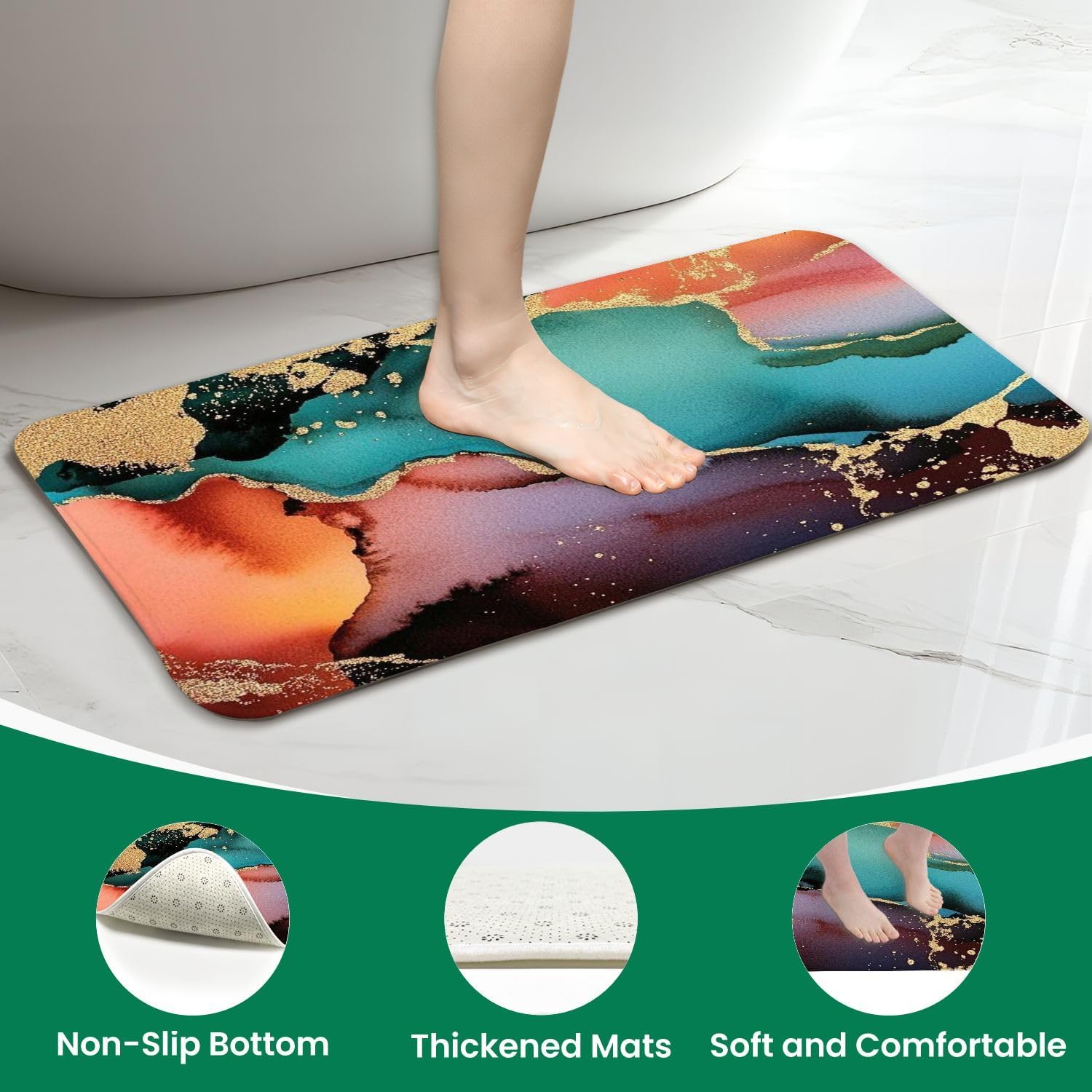4 Pieces Shower Curtain Set with Rugs and Mat