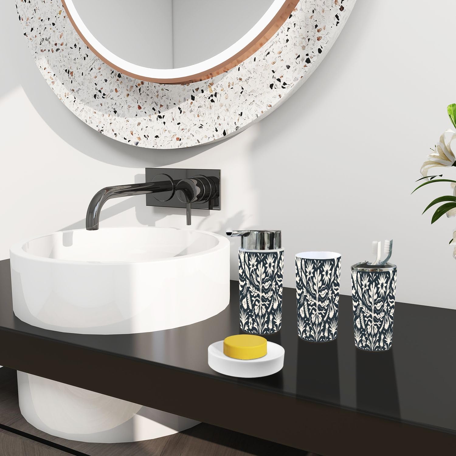 Boho Bathroom Accessory Set with 6 Pieces