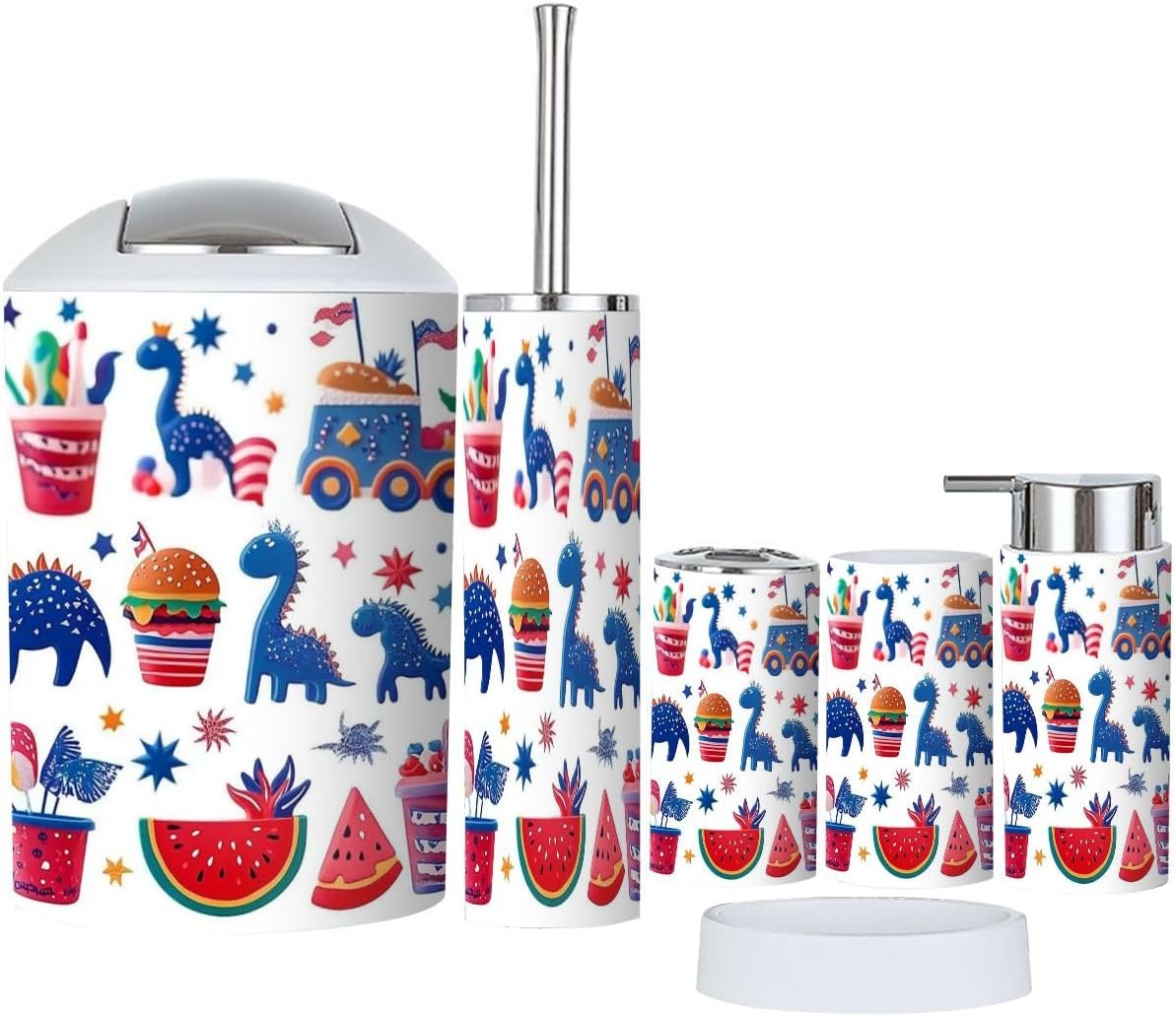 Independence Day Patriotic Bathroom Accessories Set 6 Pcs