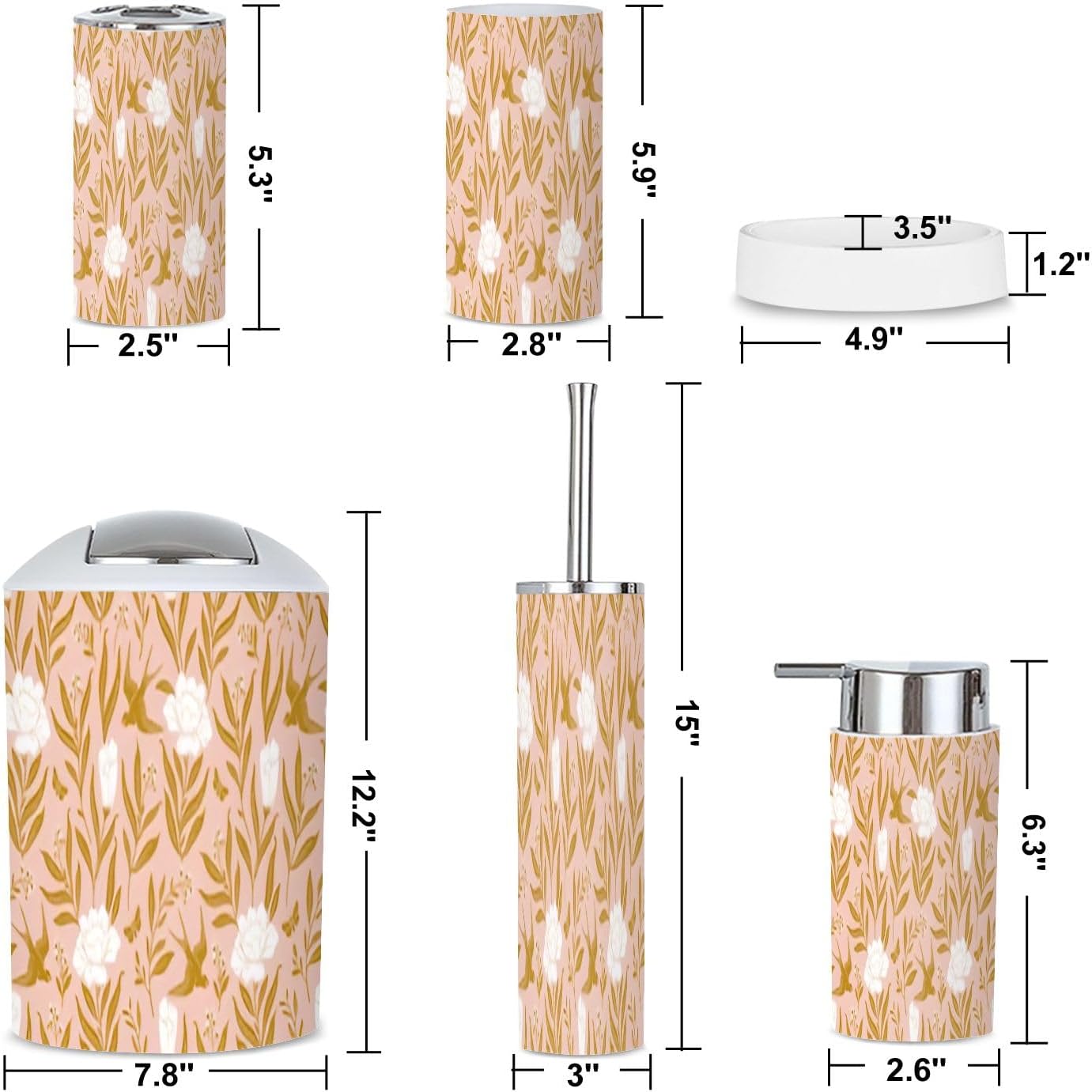 Boho Mystical 6 Piece Bathroom Accessories Set
