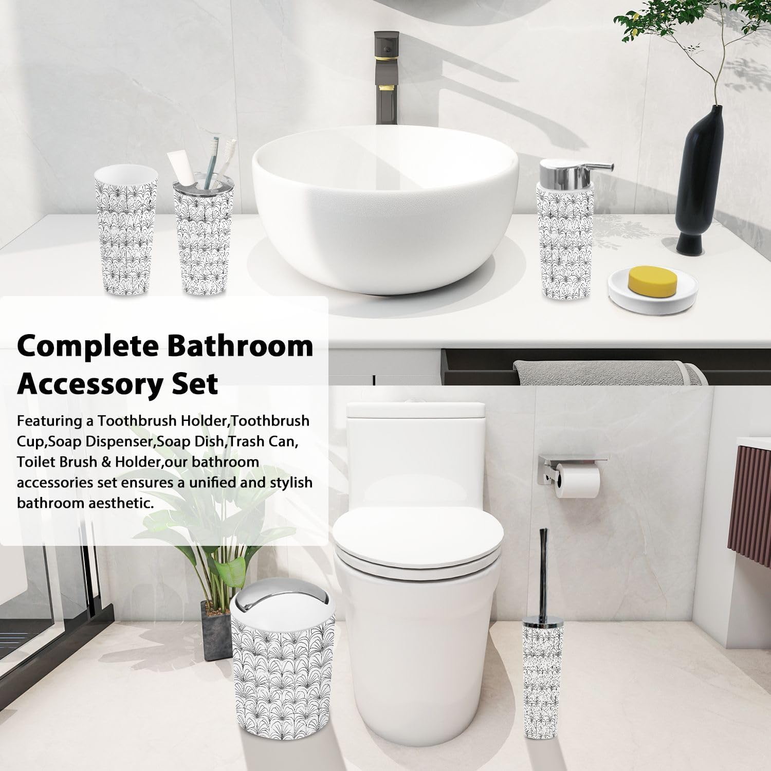 Boho Art Bathroom Accessory Set 6 Piece 1