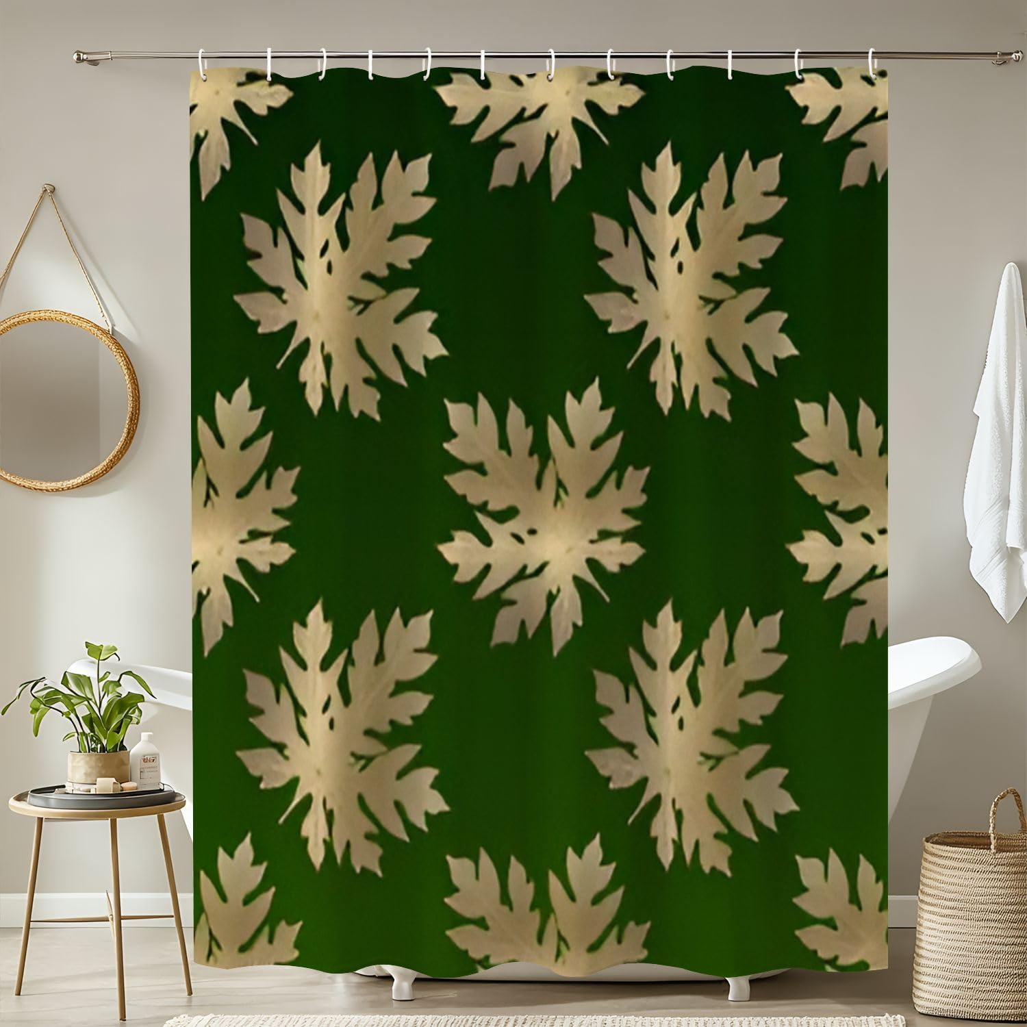 4 Piece Shower Curtain Set with Rugs and Accessories