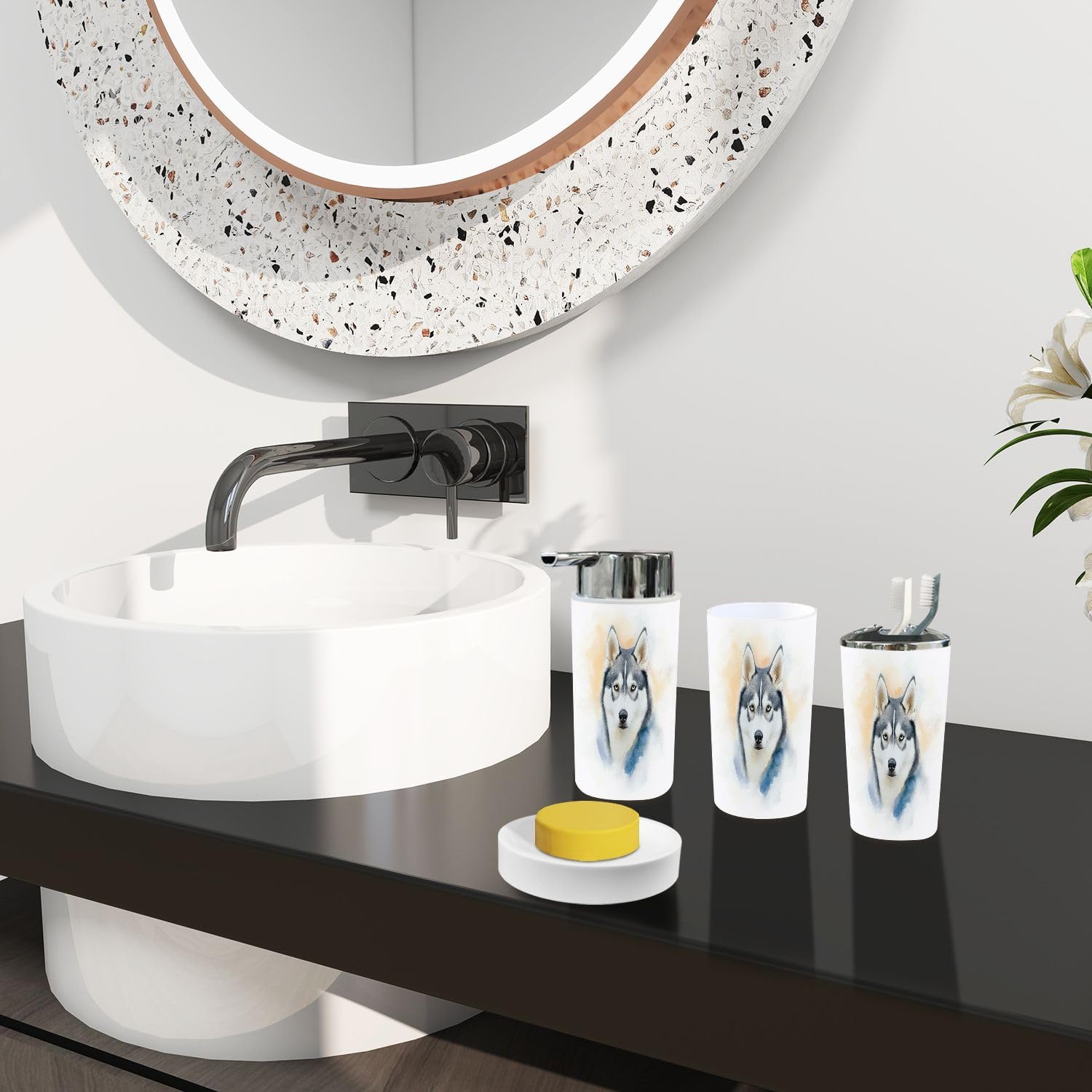 Boho Bathroom Accessory Set 6 Piece Modern