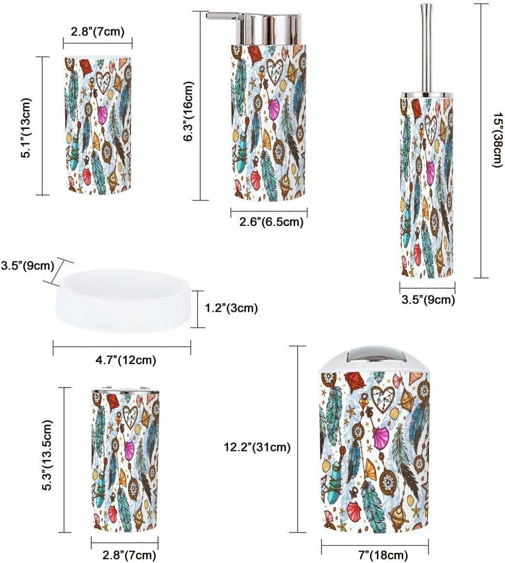 Tropical Boho Style Bathroom Accessories Set 6 Pcs