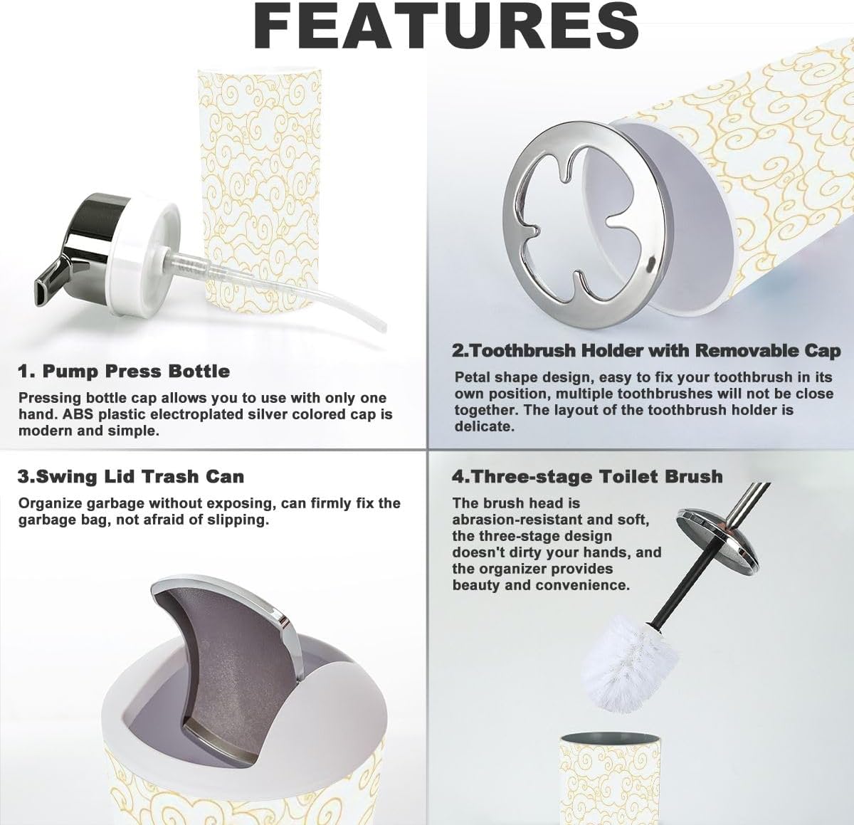 6 Pcs Clouds Sky Bathroom Accessories Set