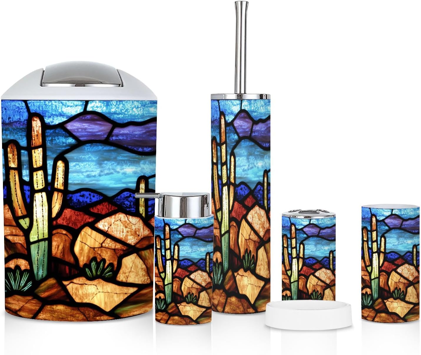 6 Piece Desert Stained Glass Bathroom Set