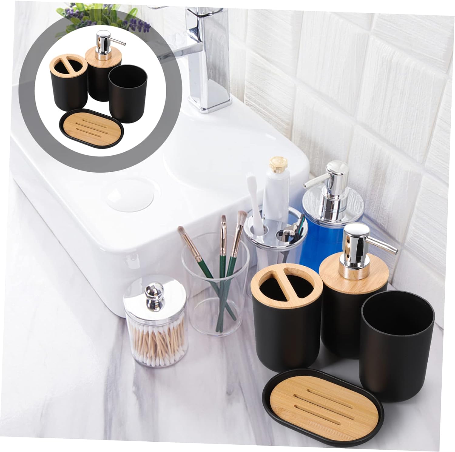 Cabilock Bath Accessories Set with Cup Holder and Toothbrush Holder 1