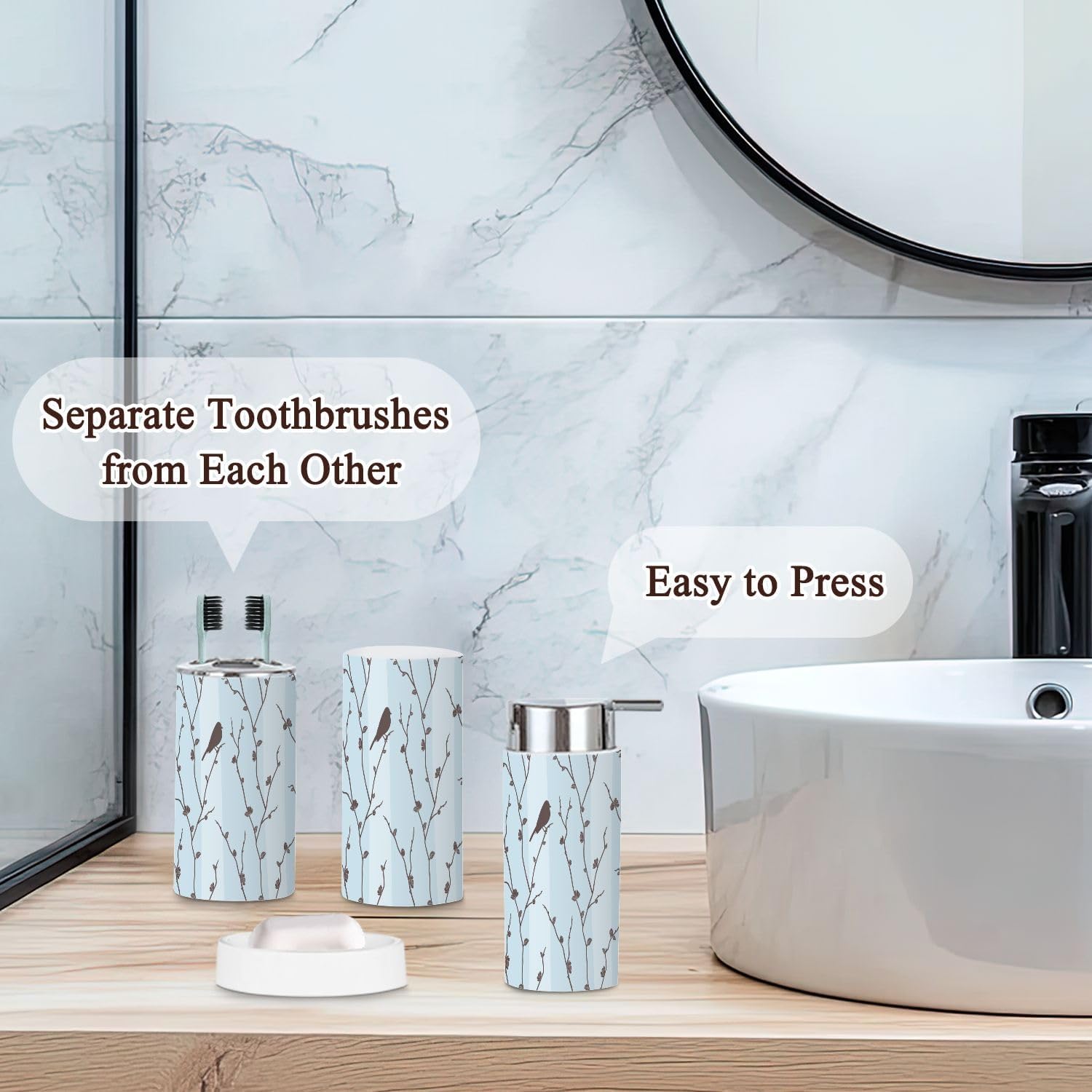 Bathroom Accessories Set 6 Pcs Durable Modern Organize