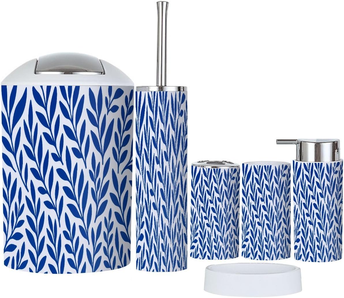 Boho Blue Bathroom Accessory Set 6 Piece