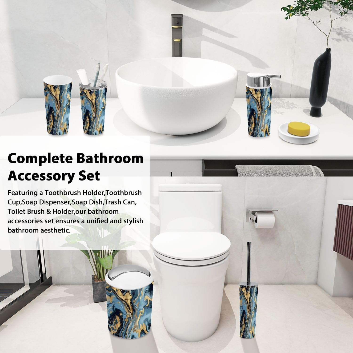 TRANQDEHOM 6 Piece Bathroom Accessory Set 1
