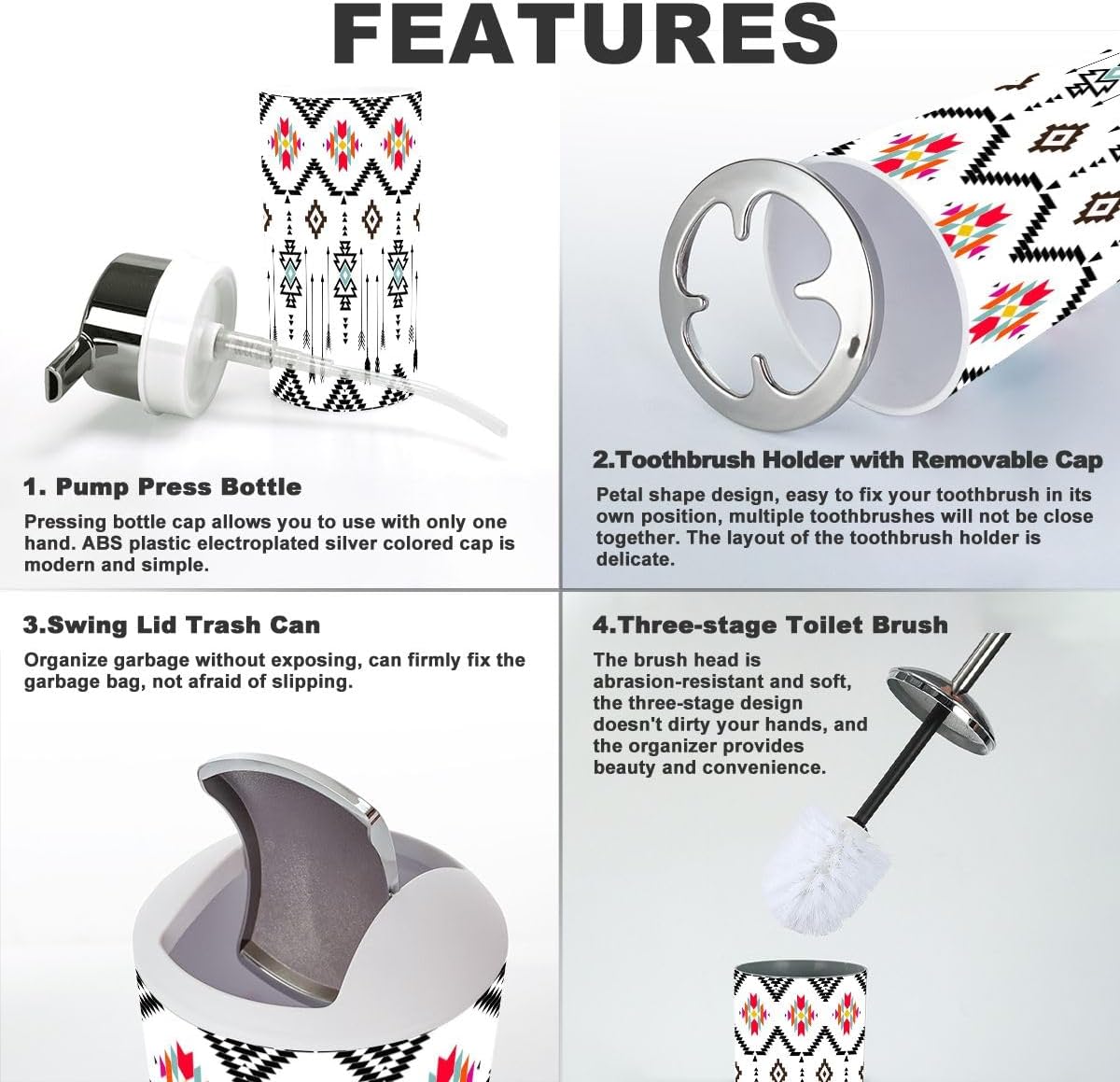 Bathroom Accessories Set 6 Pcs Modern Decor