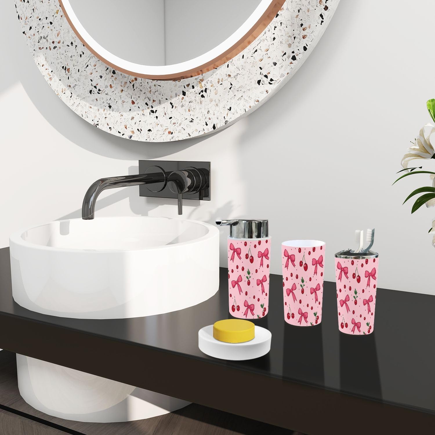 Boho Cherry Bathroom Accessories Set 6 Piece