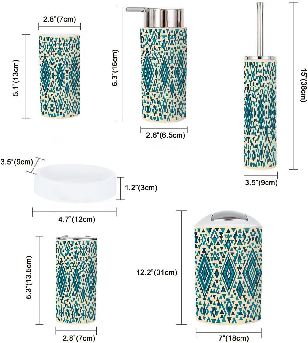 Boho Aztec Bathroom Accessory Set of 6 1