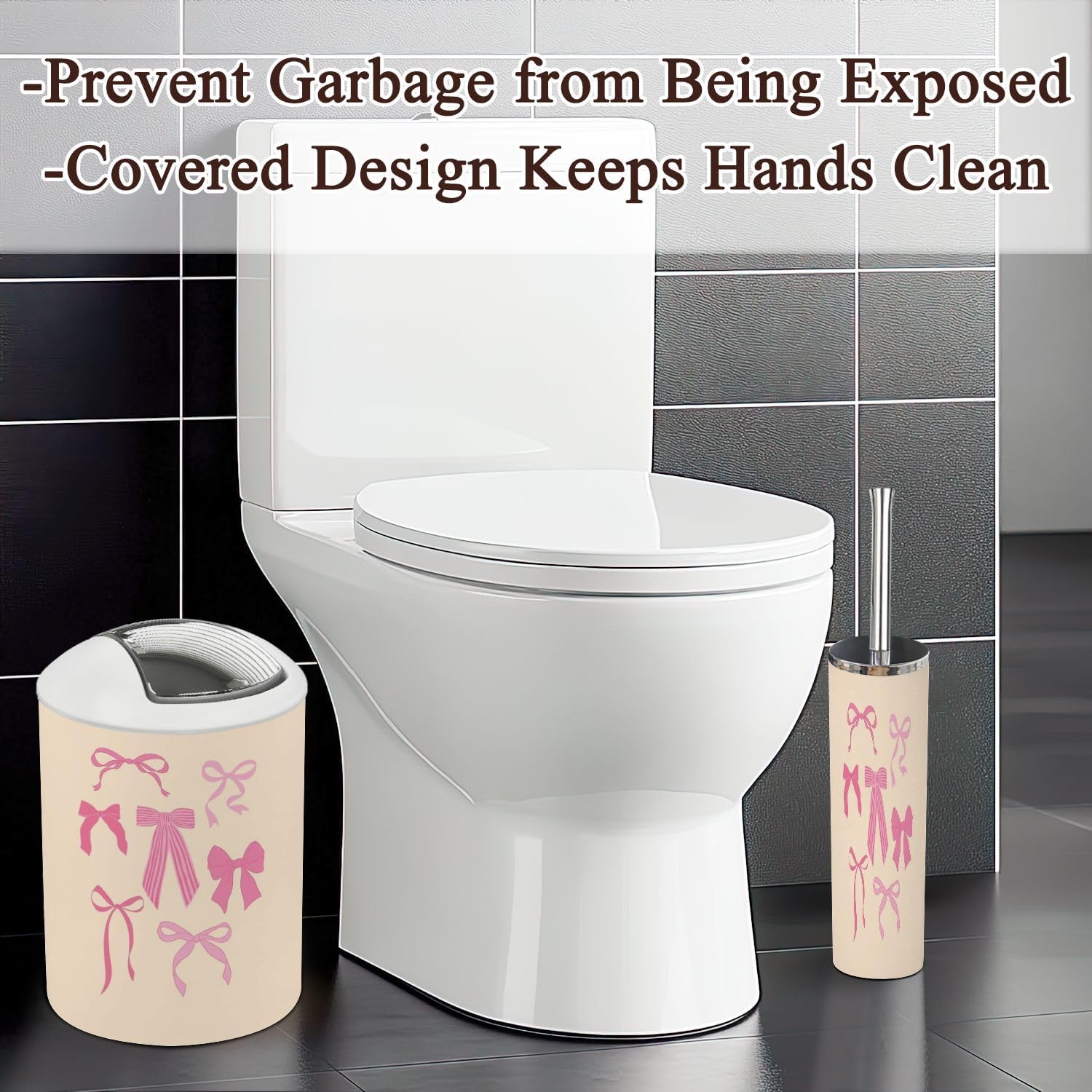 6 Piece Boho Bathroom Accessories Set with Seamless Print
