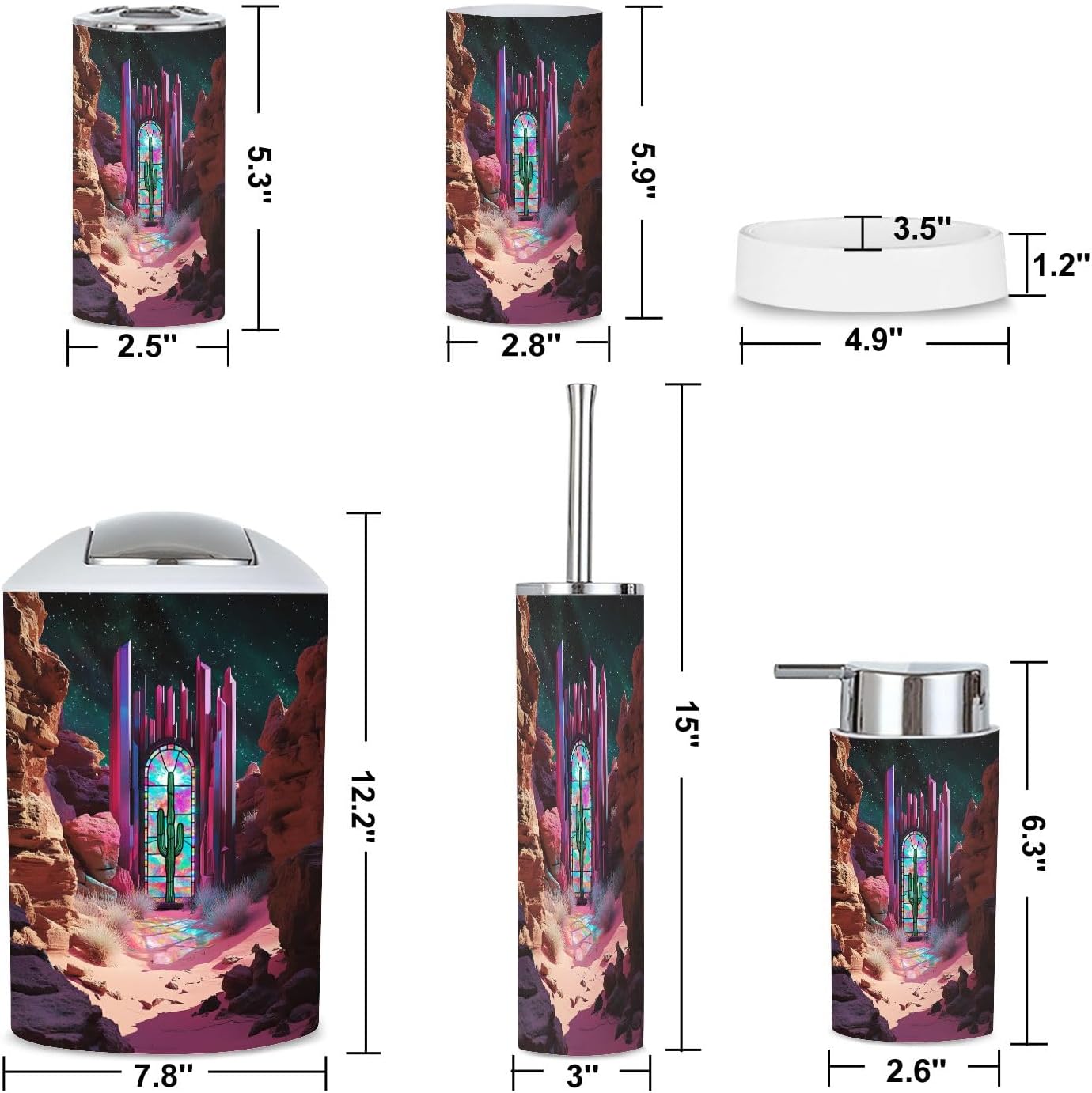 6-Piece Pastel Southwest Desert Boho Bathroom Set