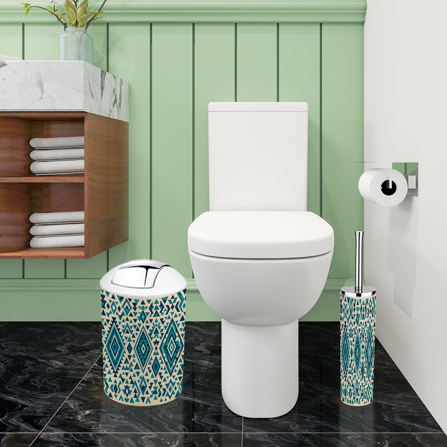 Boho Aztec Bathroom Accessory Set of 6 1