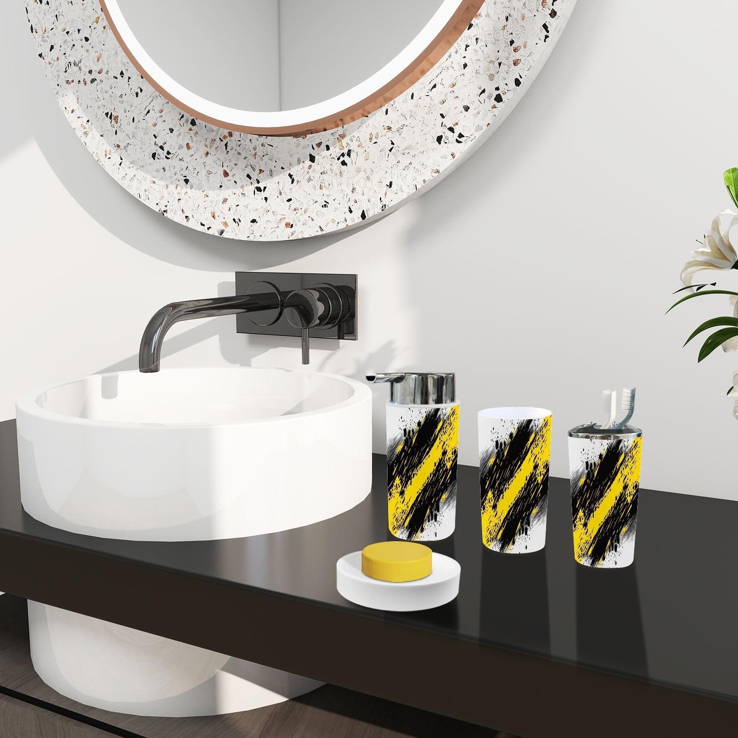 Boho Abstract 6 Piece Bathroom Accessories Set