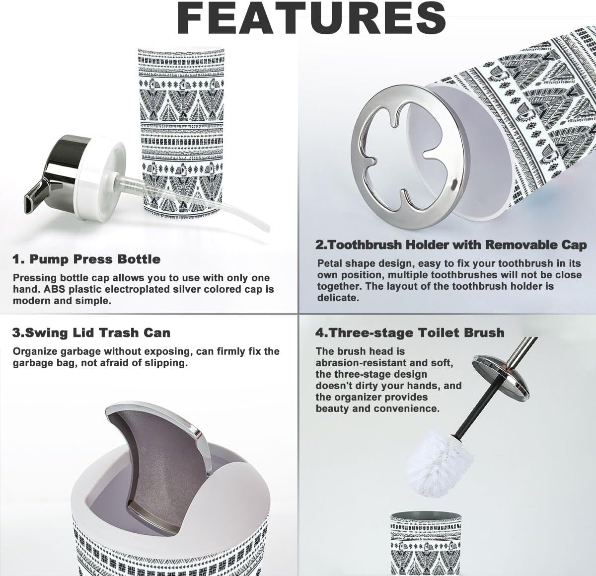 Tribal Bathroom Accessories Set 6 Pcs 1