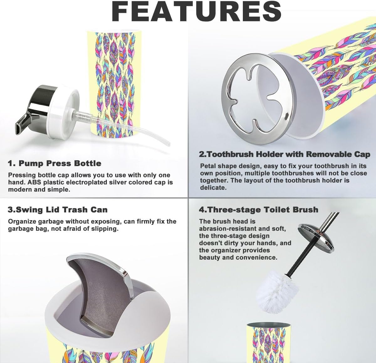 6 Pcs Durable Bathroom Accessories Set