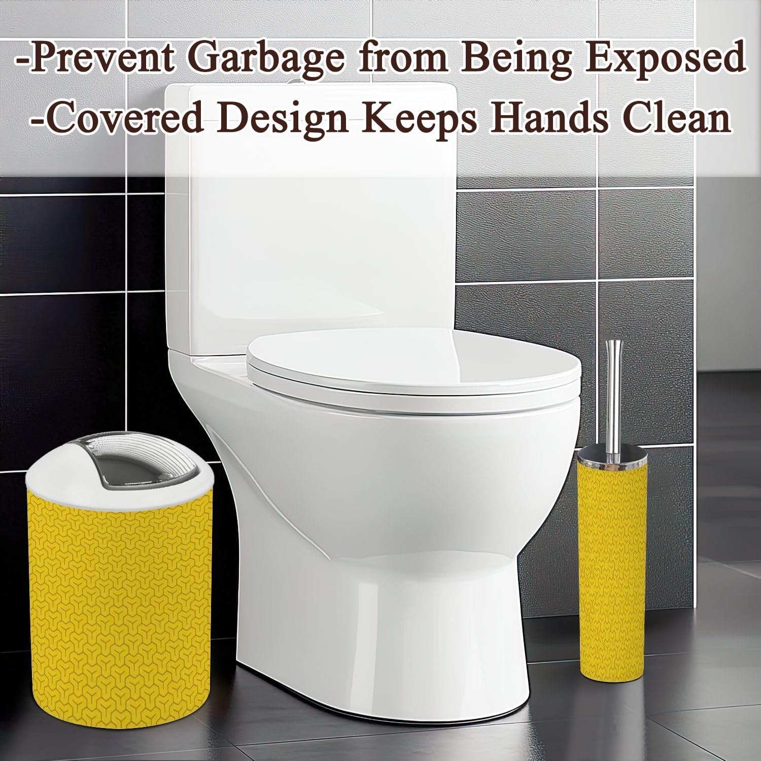 6 Pcs Golden Bathroom Accessories Set with Trash Can