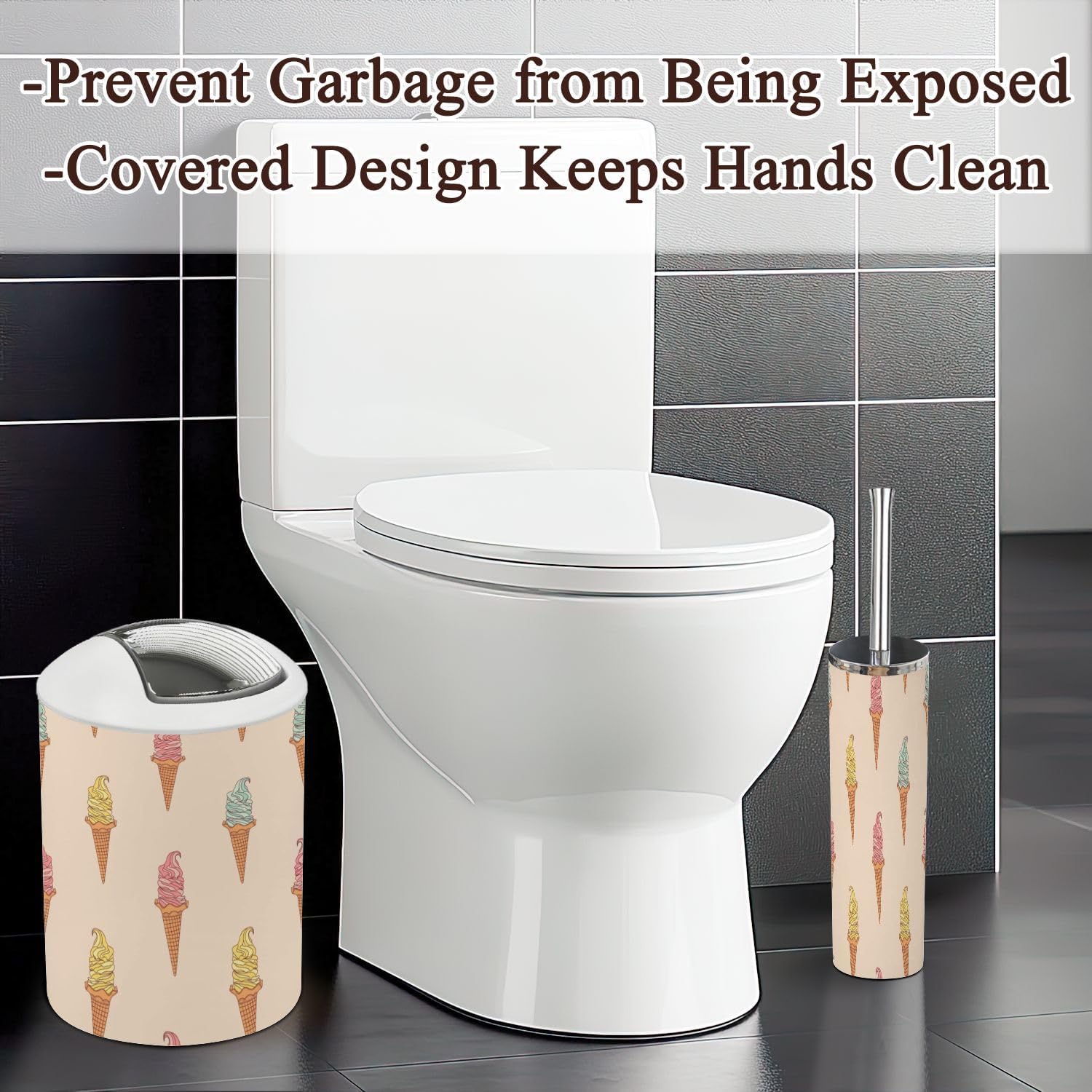 6 Pcs Cute Bathroom Accessories Set with Toothbrush Holder and Trash Can