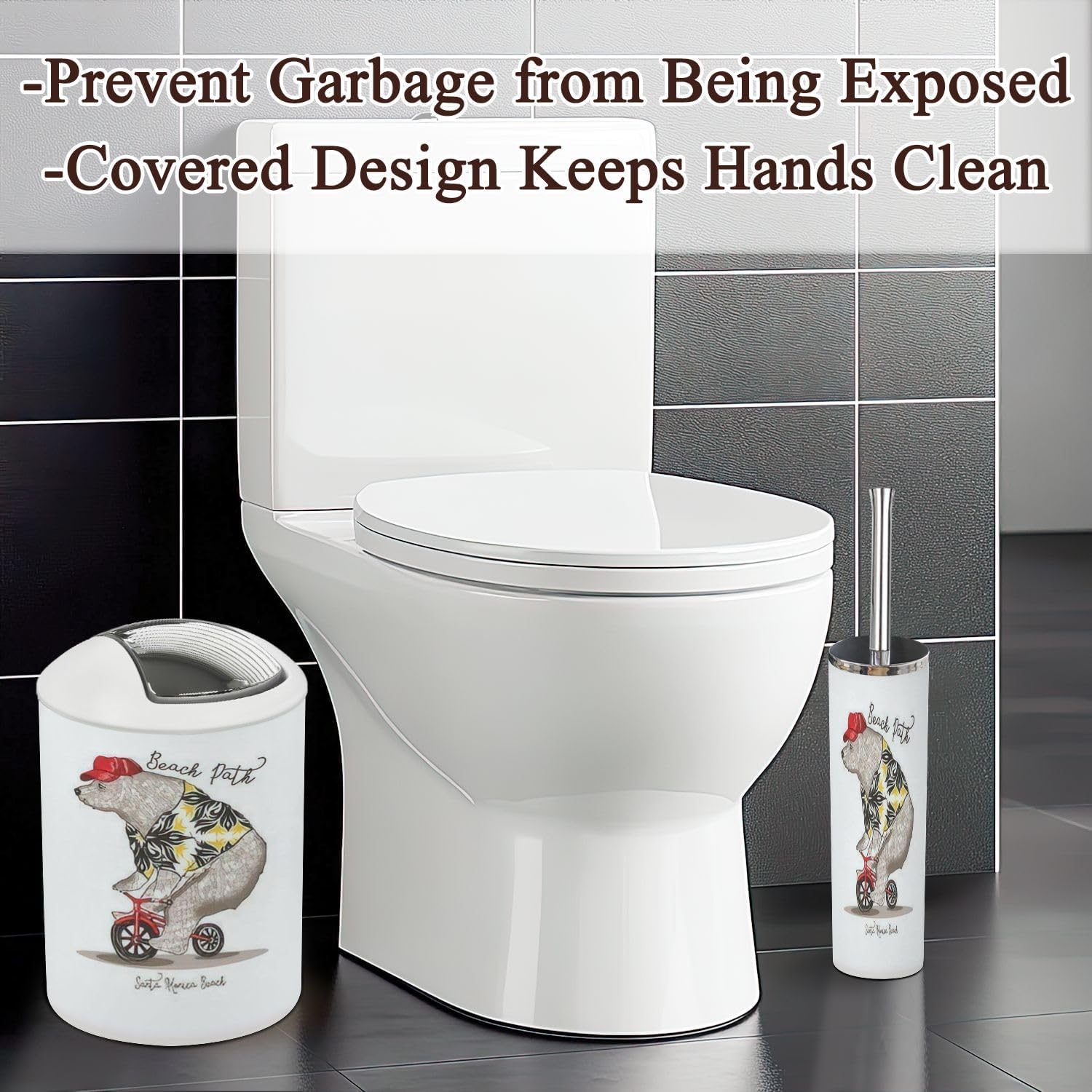 Bathroom Accessories Set 6 Pcs Bicycling Bear Style