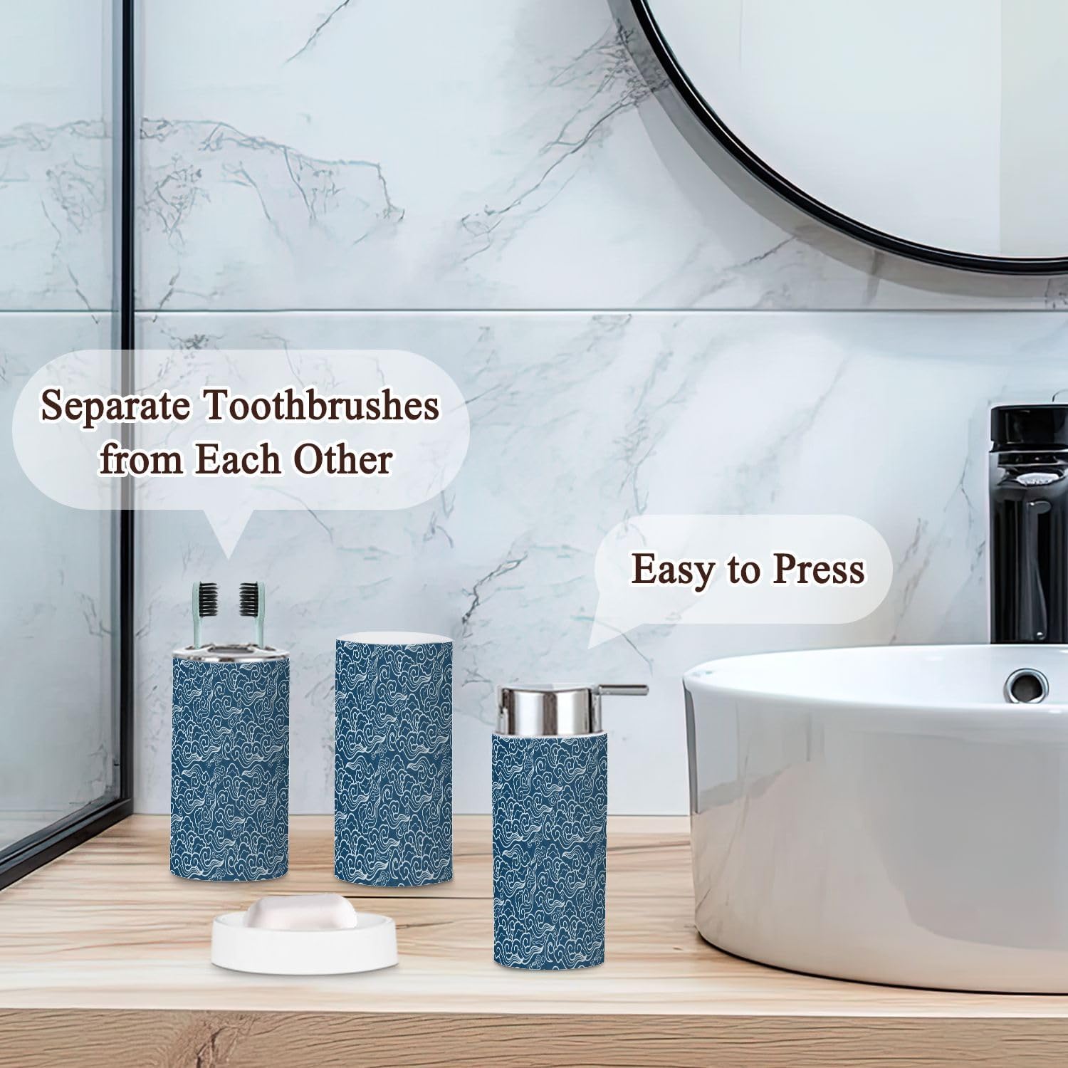 Traditional Japanese Bathroom Accessories Set 6 Pcs