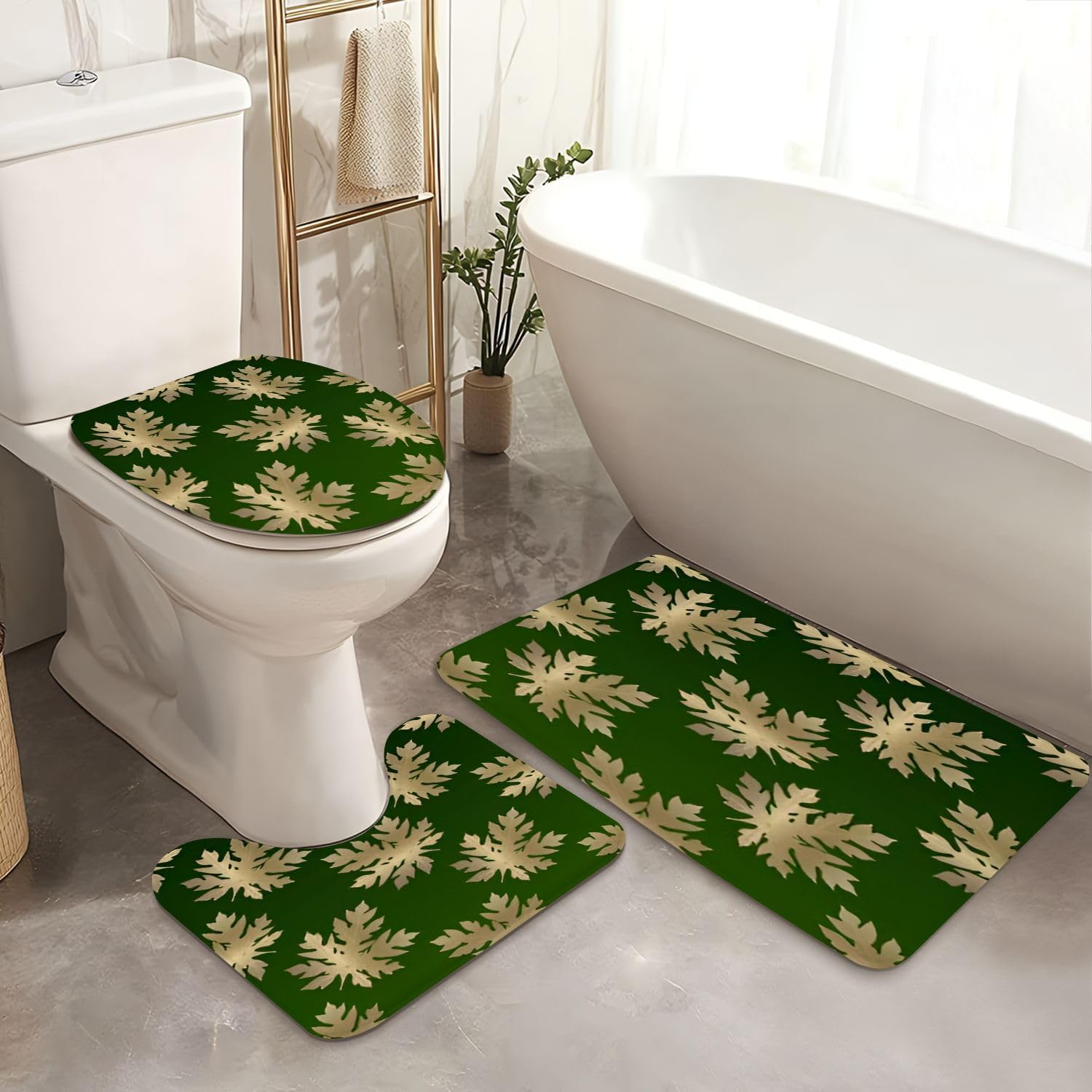 4 Piece Shower Curtain Set with Rugs and Accessories