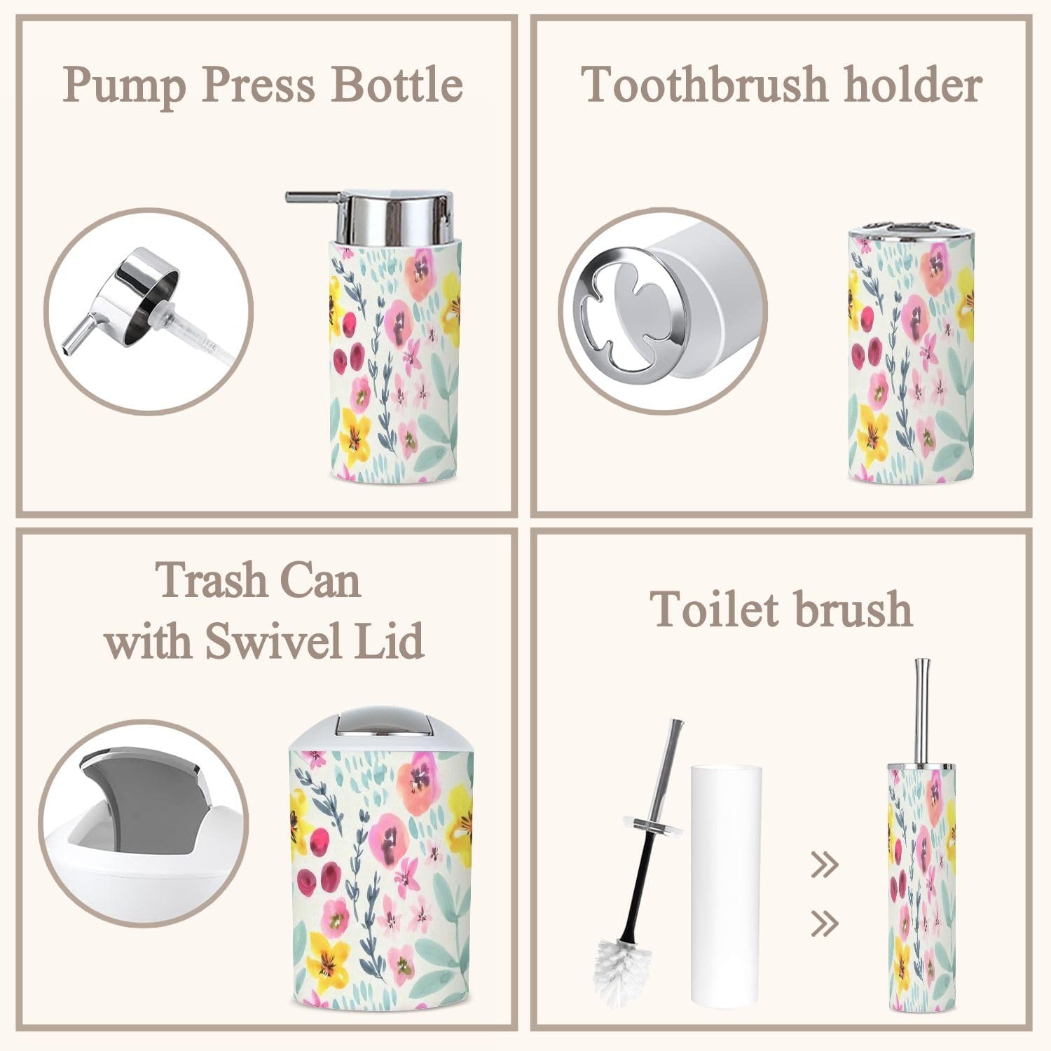 6 Piece Boho Bathroom Accessories Set 1