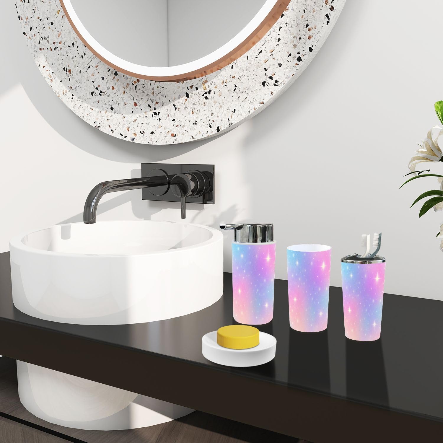 Boho Rainbow Bathroom Accessory Set 6 Piece