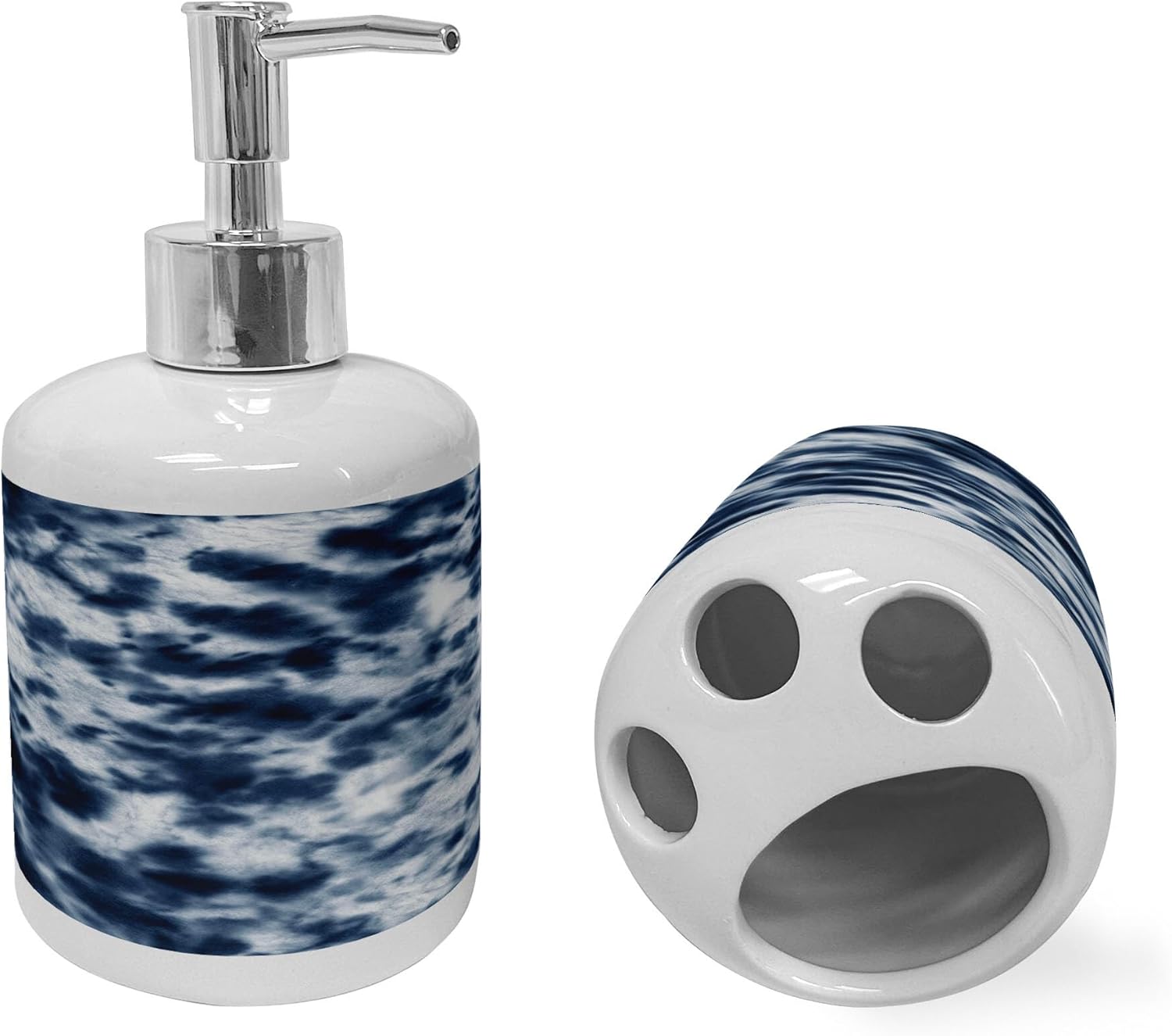 Ambesonne Ikat Print Soap Toothbrush Set Ceramic Retro Design