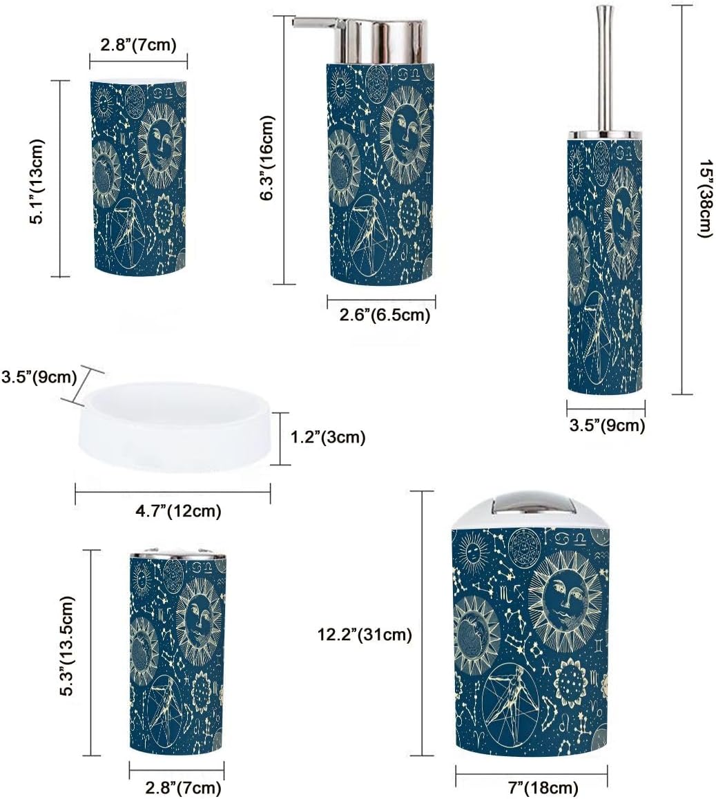 Bathroom Accessories Set 6 Pcs Zodiac Signs Decor