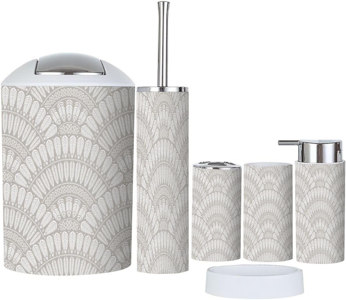 6 Pcs Modern Bathroom Accessories Set with Geometrical Design