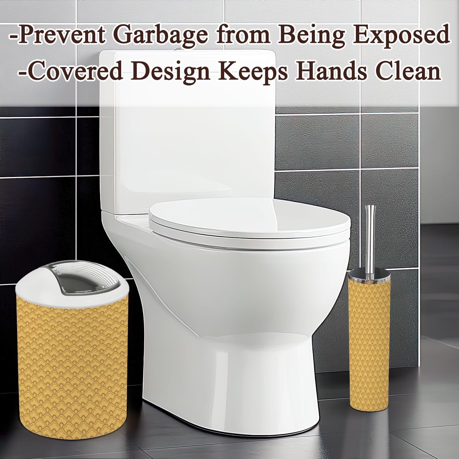6 Piece Bathroom Accessories Set with Trash Can