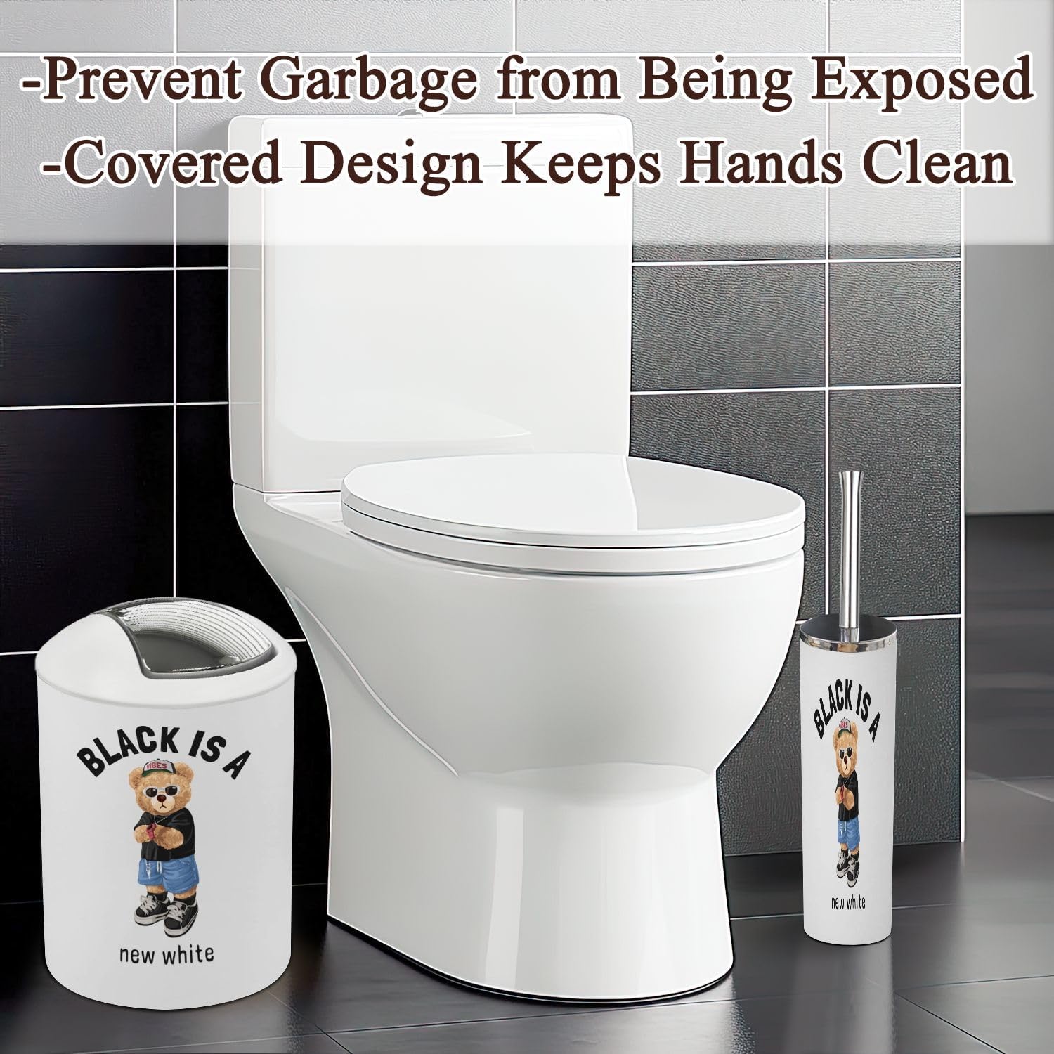 Bathroom Accessories Set 6 Pcs Modern Black Design