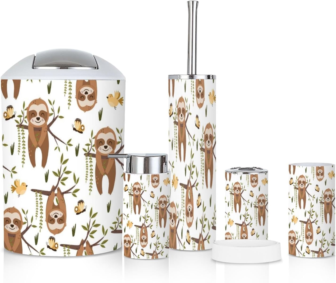 6 Piece Bathroom Accessories Set Sloth Design