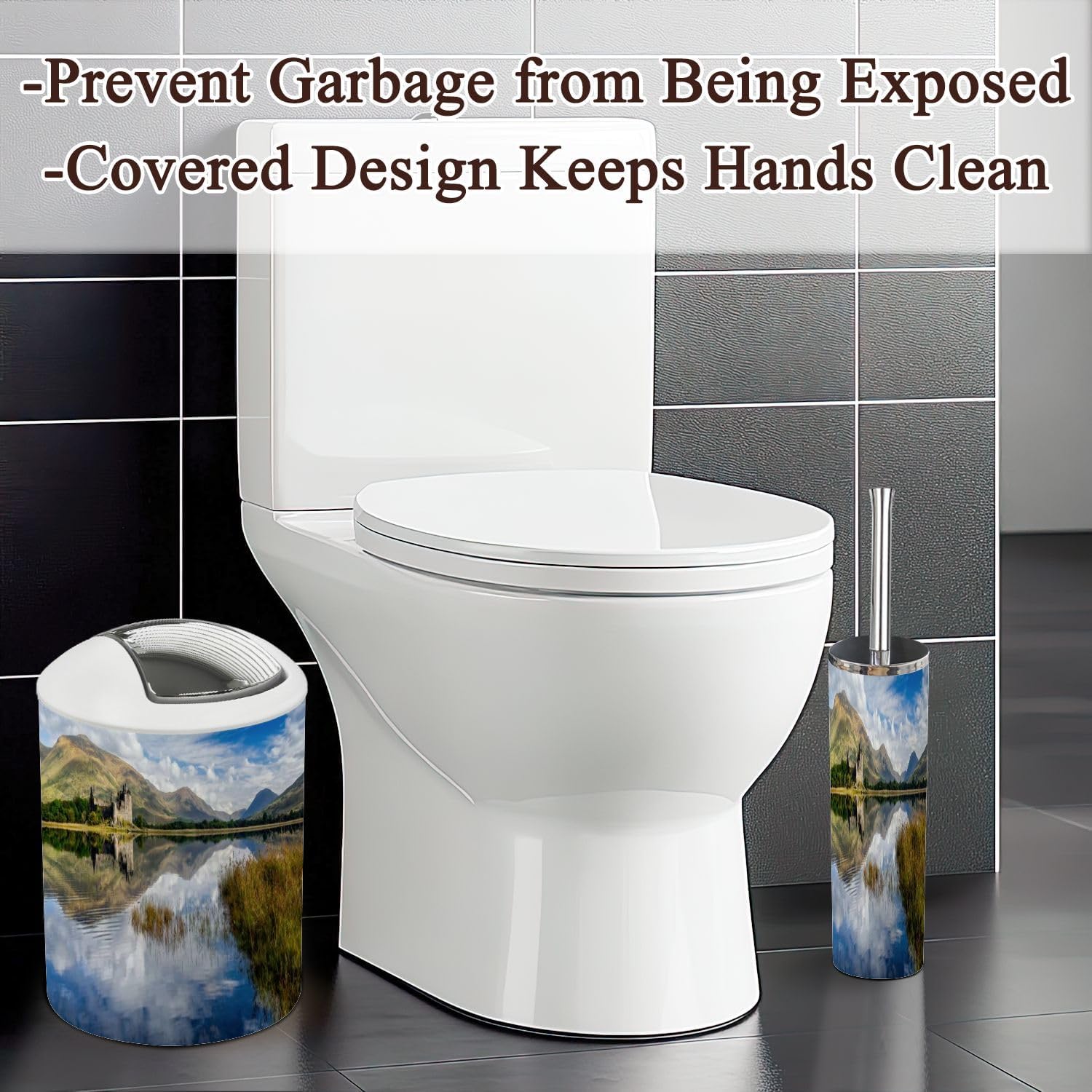 6-Piece Bathroom Accessories Set with Boho Decor