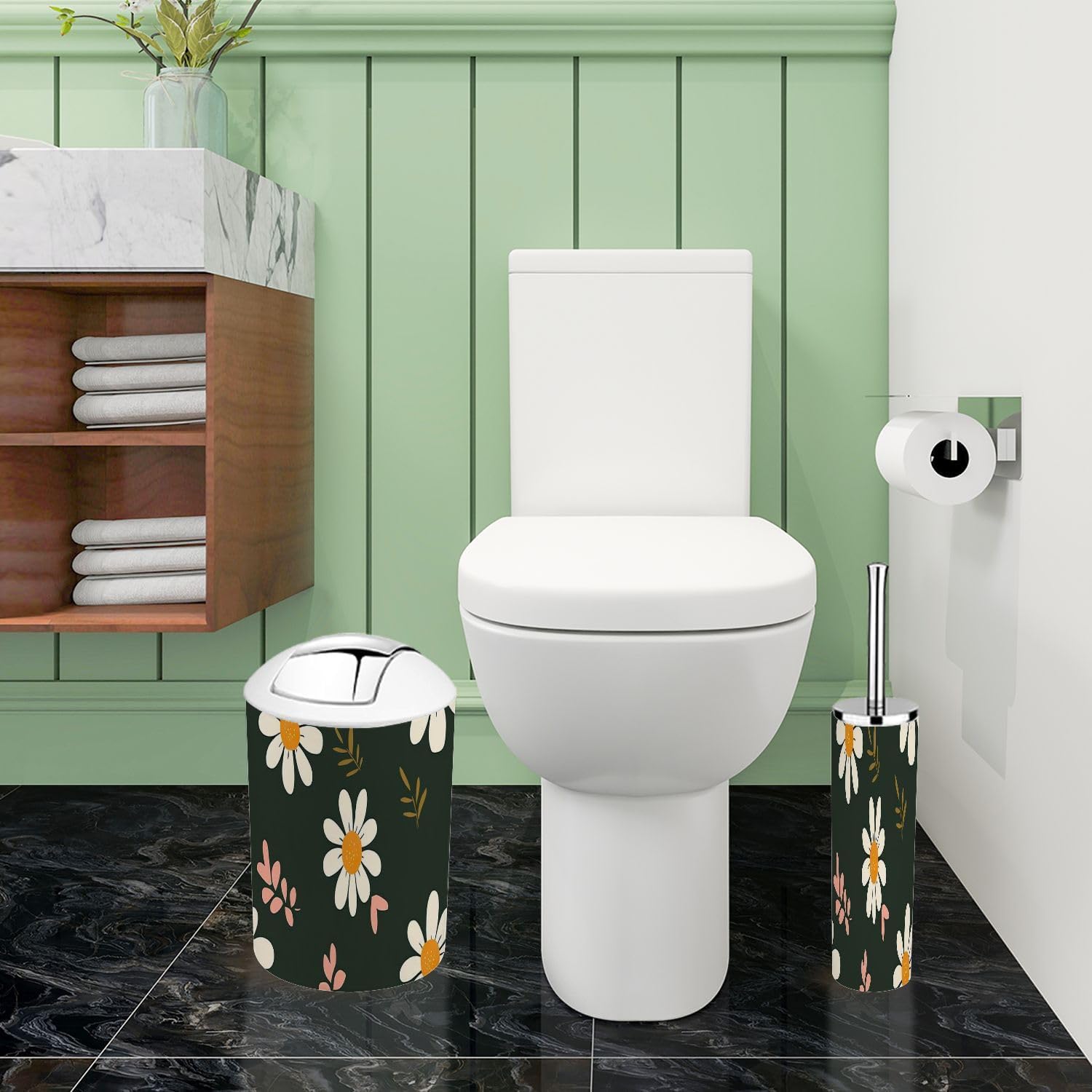 Boho Bathroom Accessories Set 6 Piece Retro Style