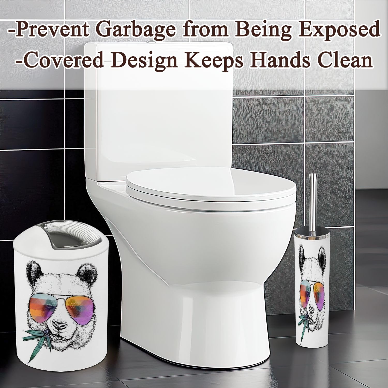 Modern Bathroom Accessories Set 6 Pcs Funny Panda Design