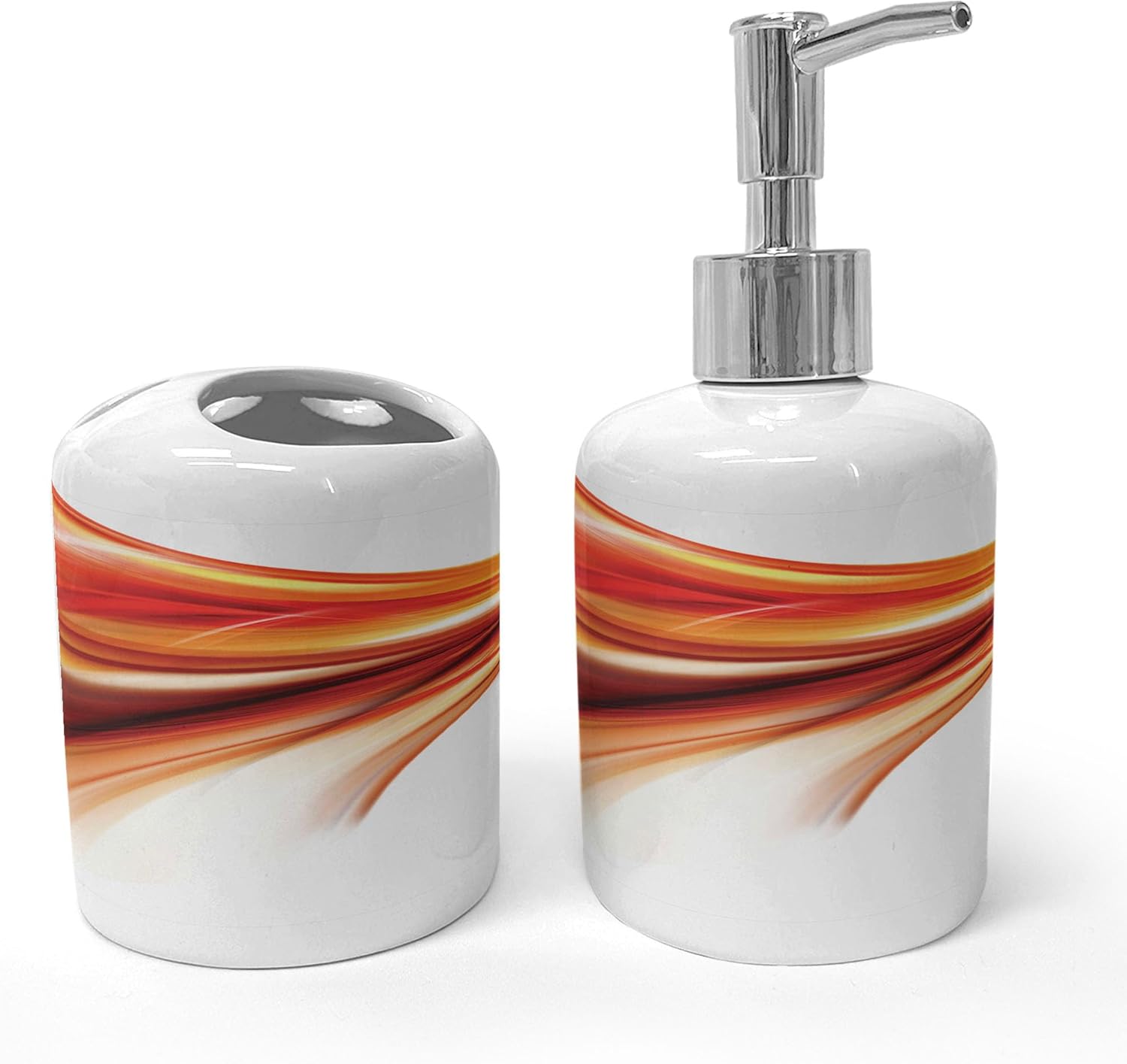 Ambesonne Abstract Soap Toothbrush Holder Set 2 Pcs Orange Red