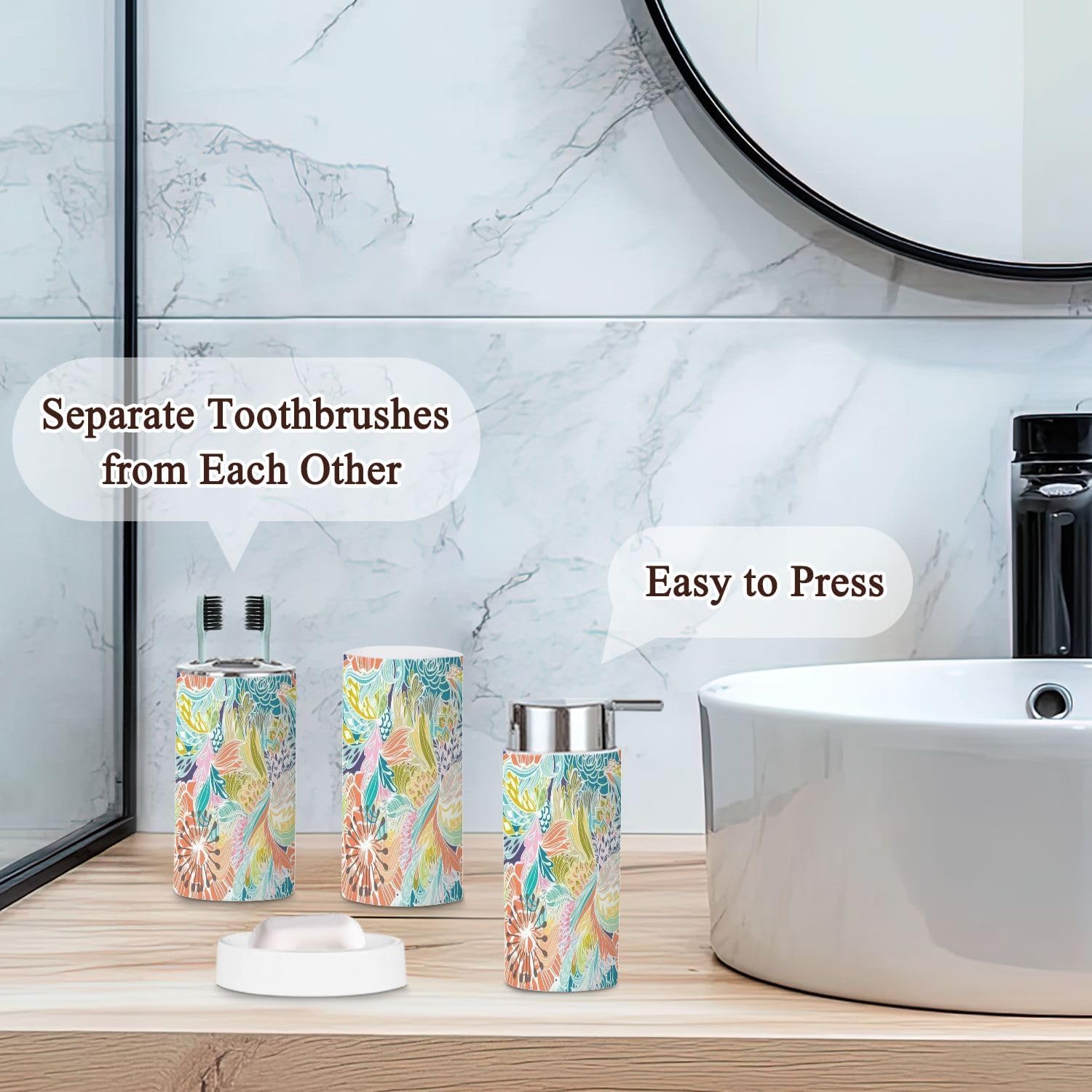 Bathroom Accessories Set 6 Pcs Modern Minimalist